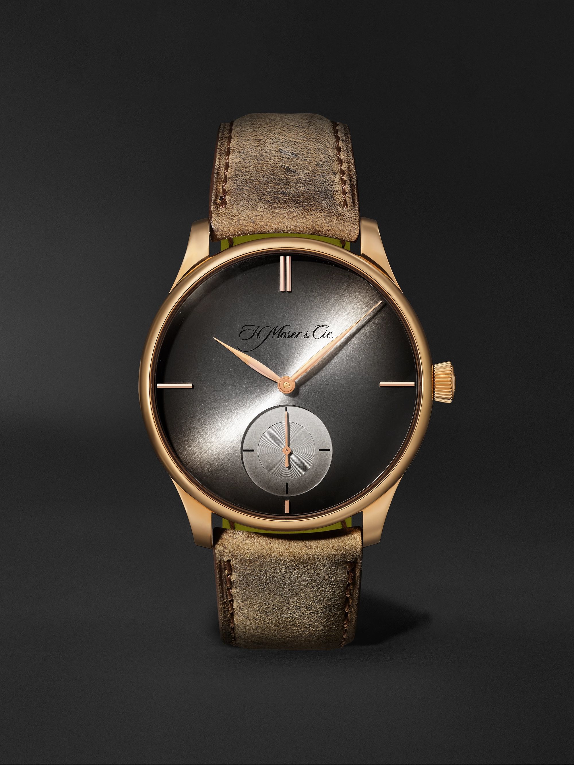 H. MOSER & CIE. Venturer Small Seconds Hand-Wound 43mm 18-Karat Red Gold and Leather Watch, Ref. No. 2327-0408