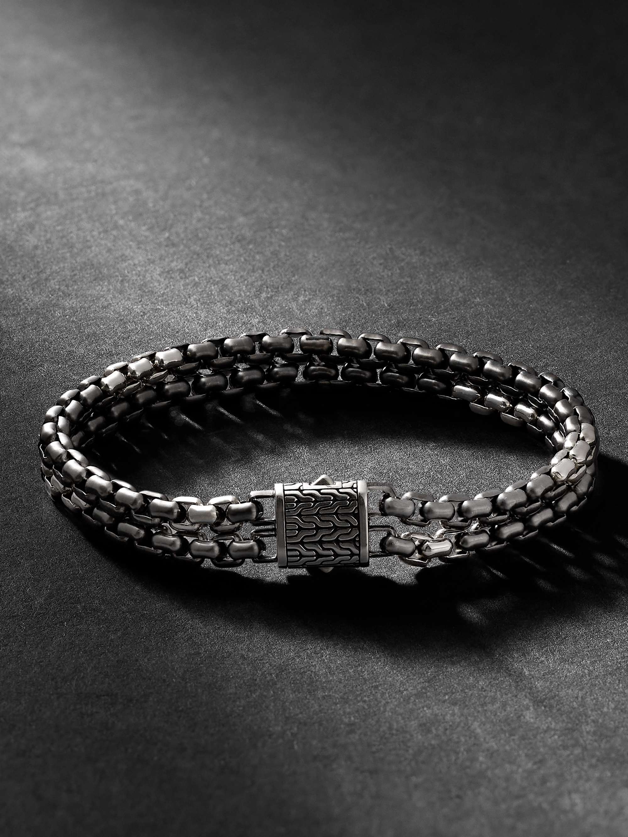 Mens Curb Chain Bracelet Finished in Black Rhodium - CRISLU