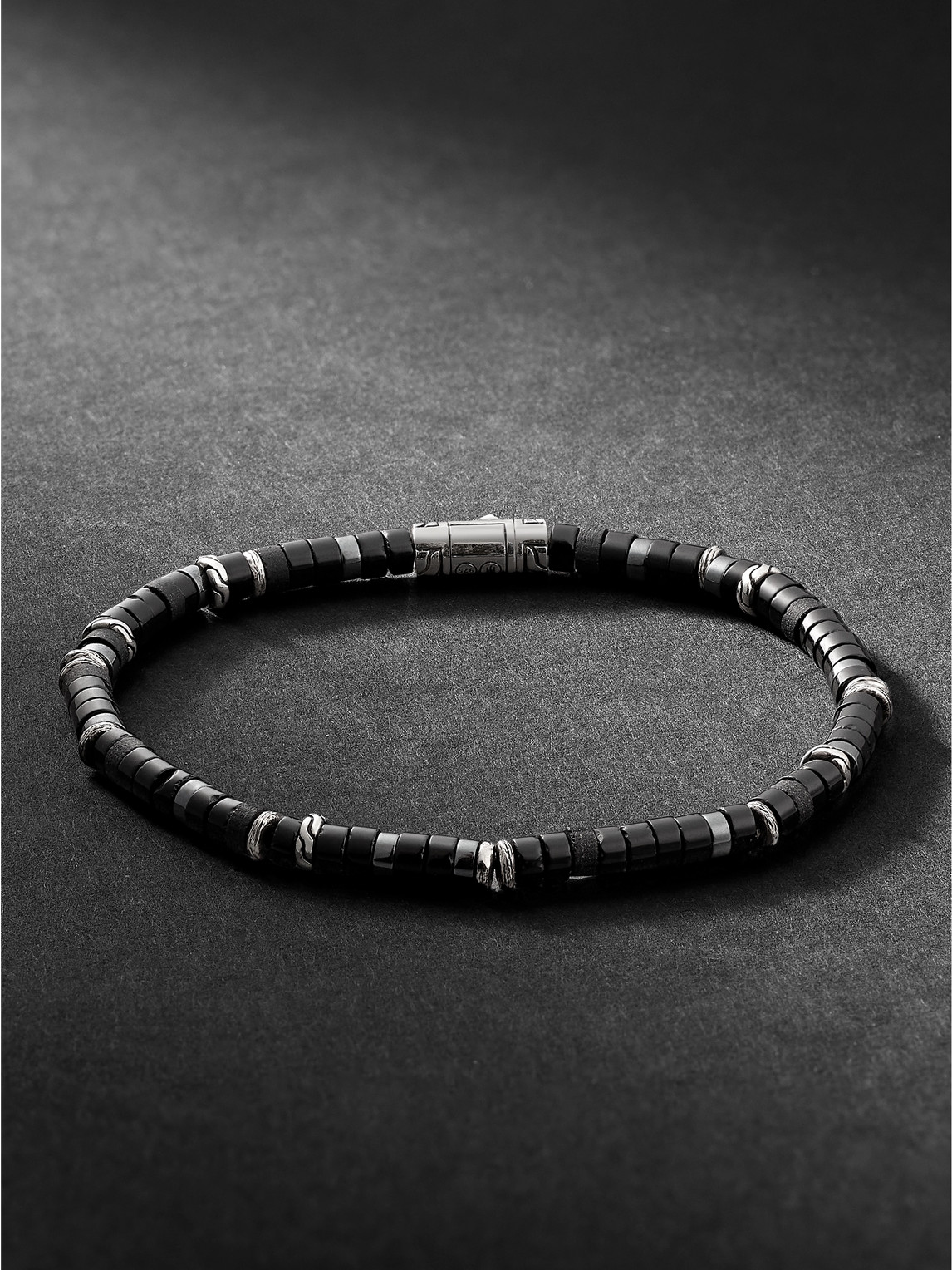 John Hardy Men's Sterling Silver Classic Chain Onyx & Hematite Bead Heishi Bracelet In Black