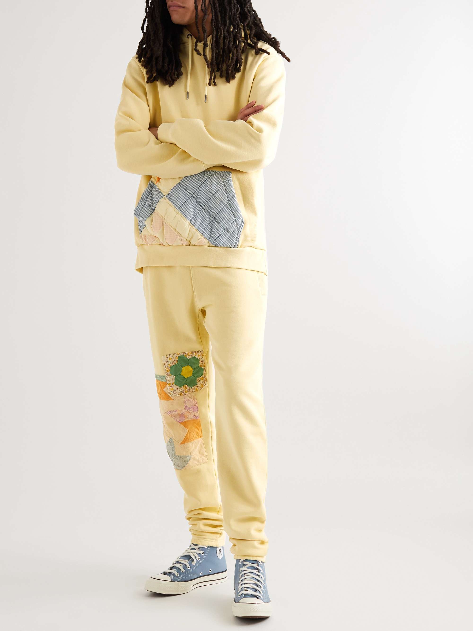 CARLEEN Tapered Upcycled Patchwork Organic Cotton-Jersey Sweatpants