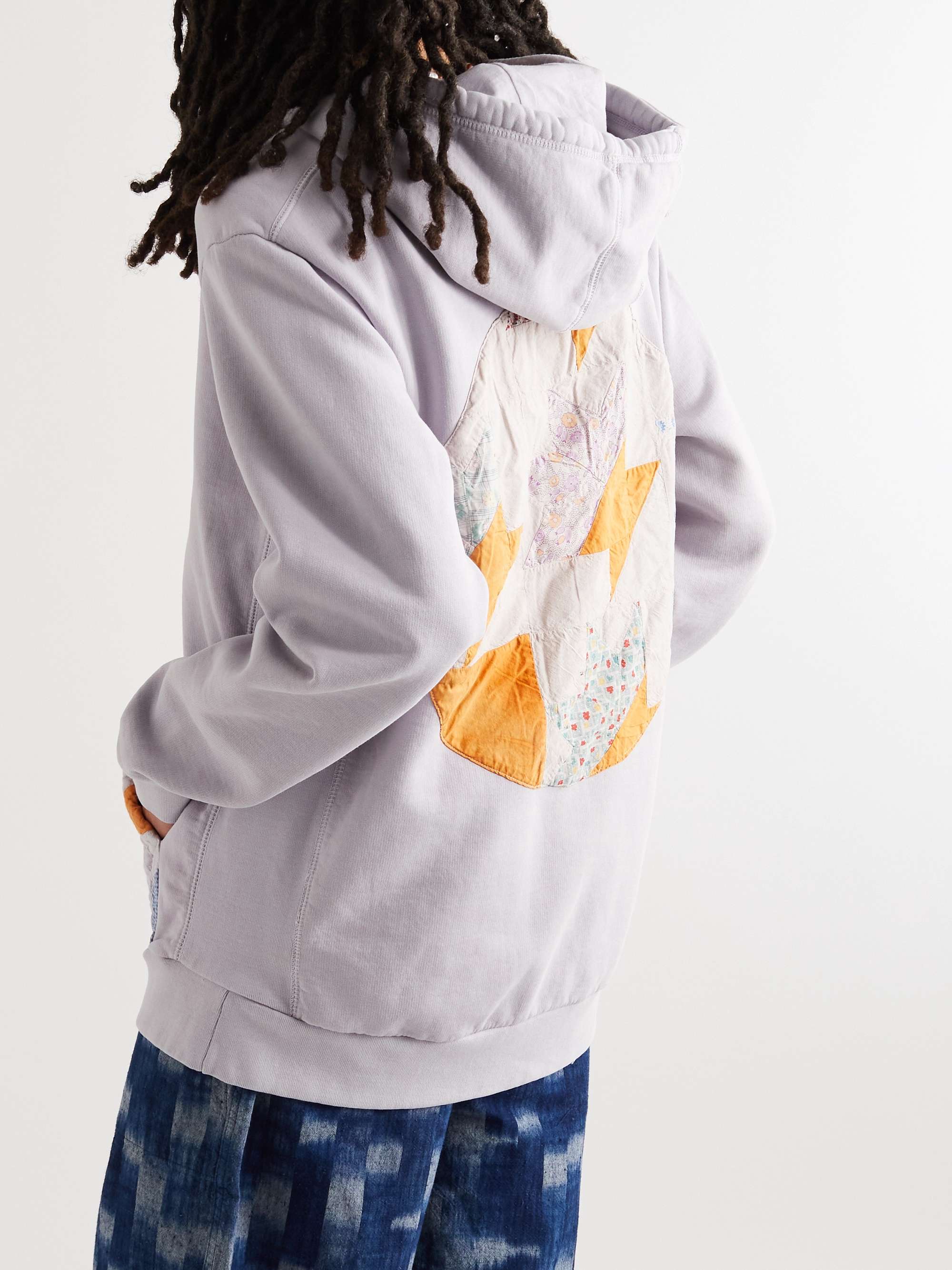 CARLEEN Oversized Upcycled Patchwork Organic Cotton-Jersey Hoodie