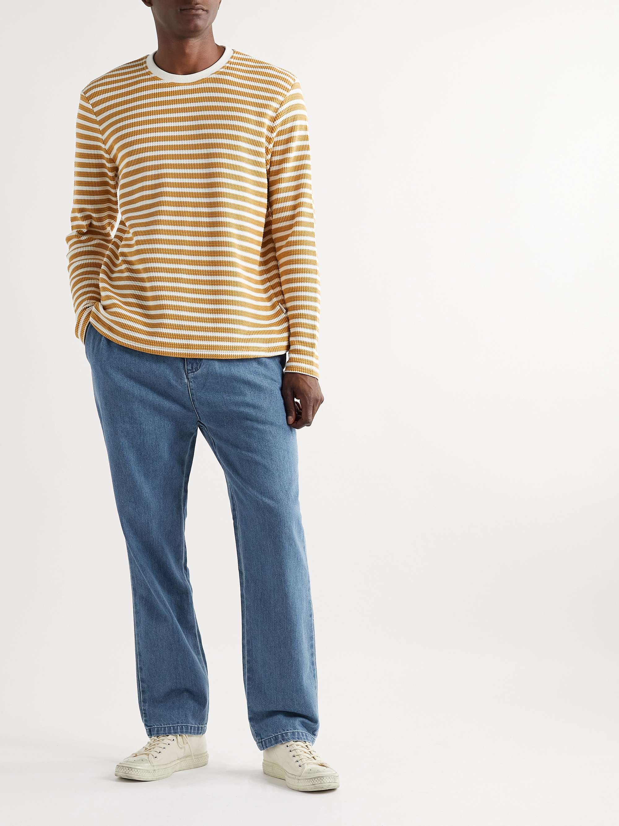 Straight-Leg Denim Drawstring Trousers