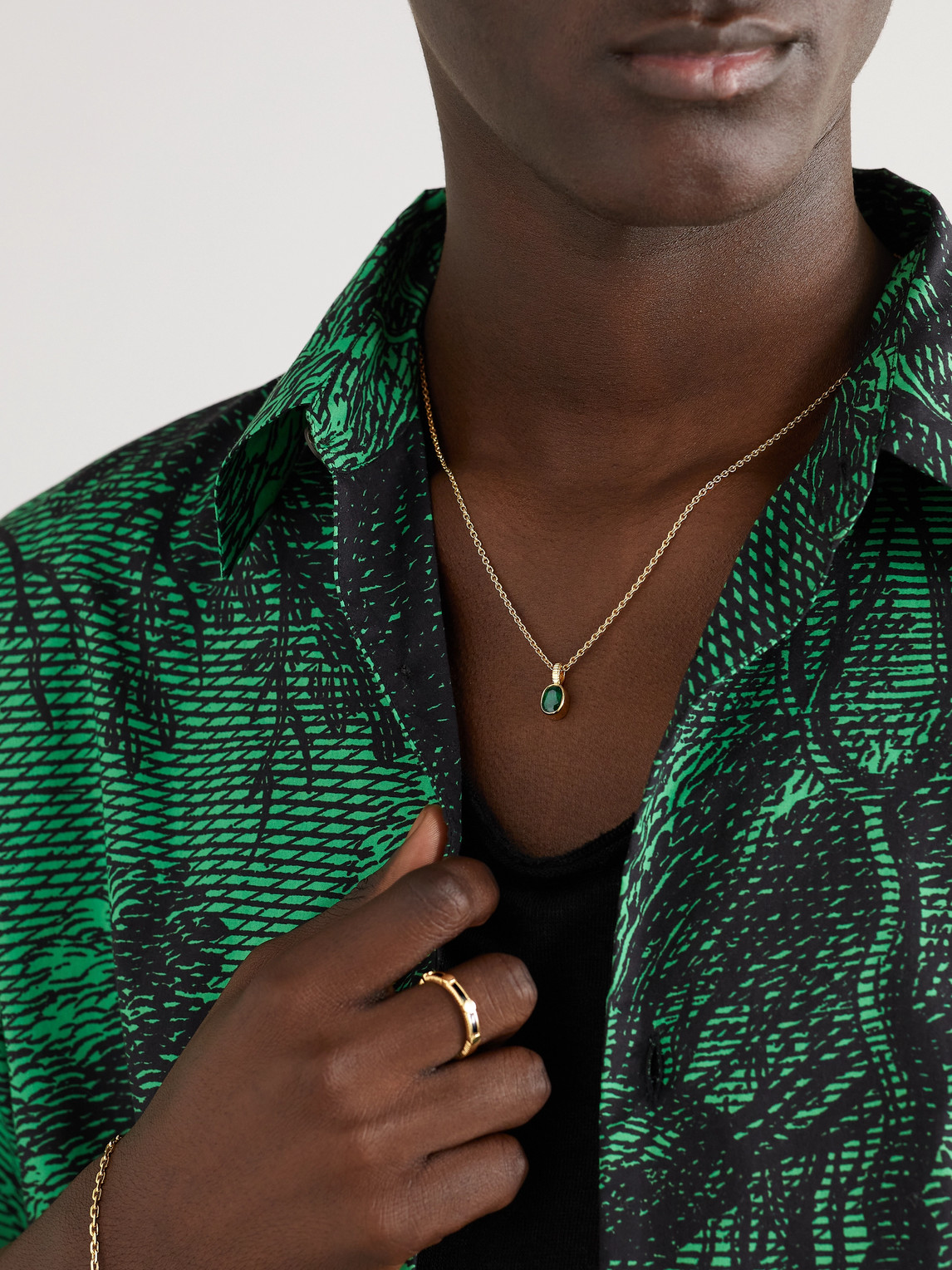 VILTIER MAGNETIC GOLD EMERALD PENDANT NECKLACE