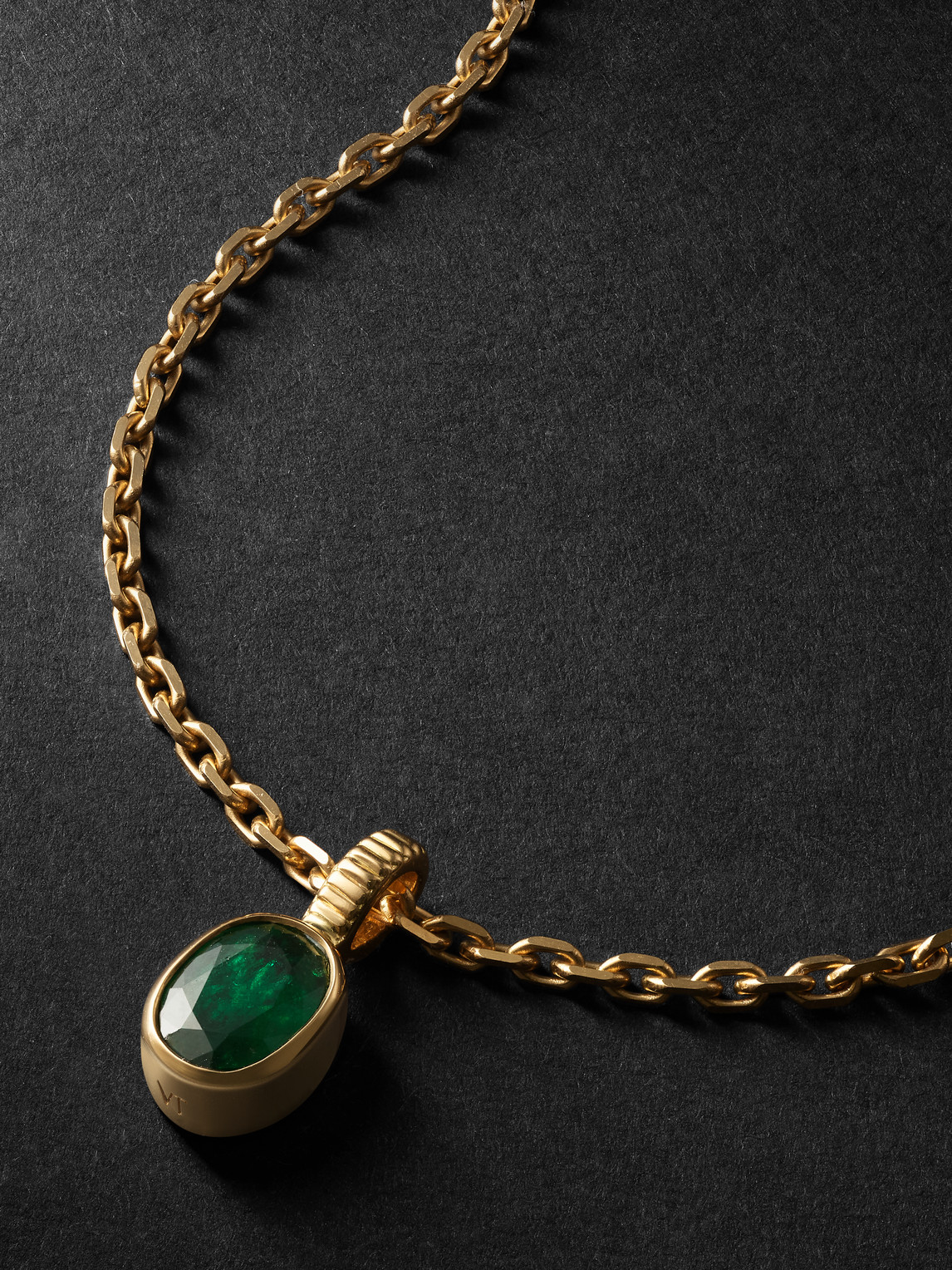 Viltier Magnetic Gold Emerald Pendant Necklace