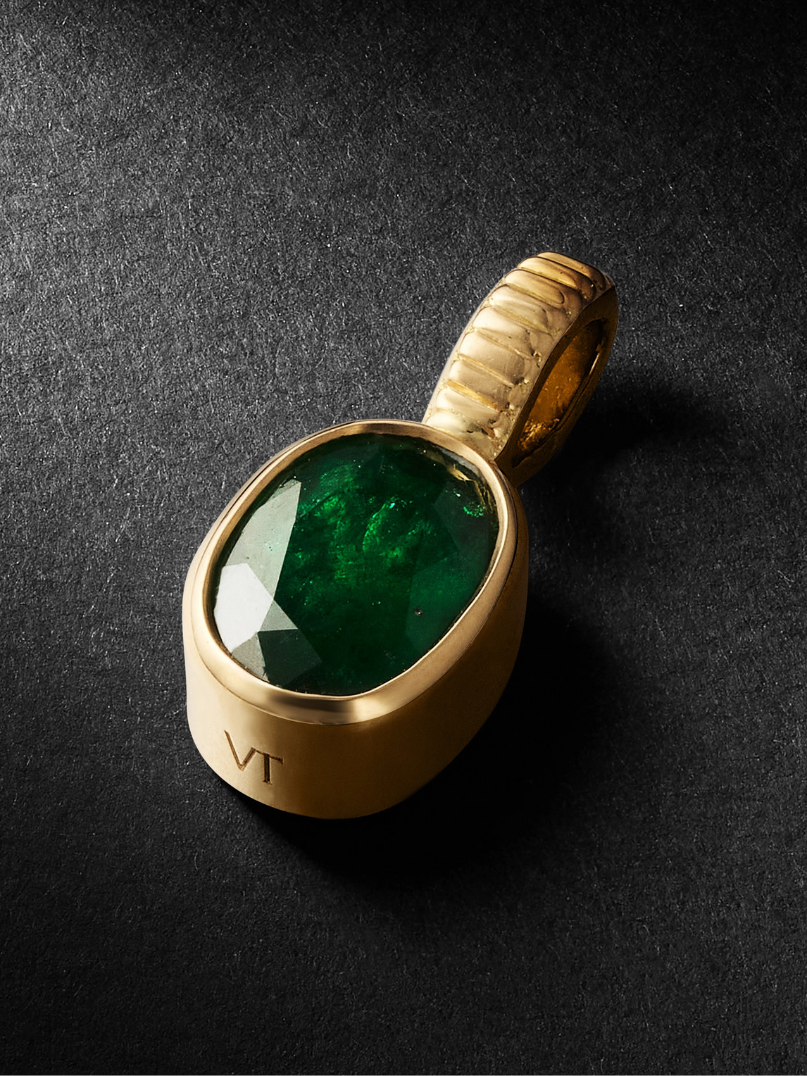 Viltier Magnetic Gold Emerald Pendant Necklace