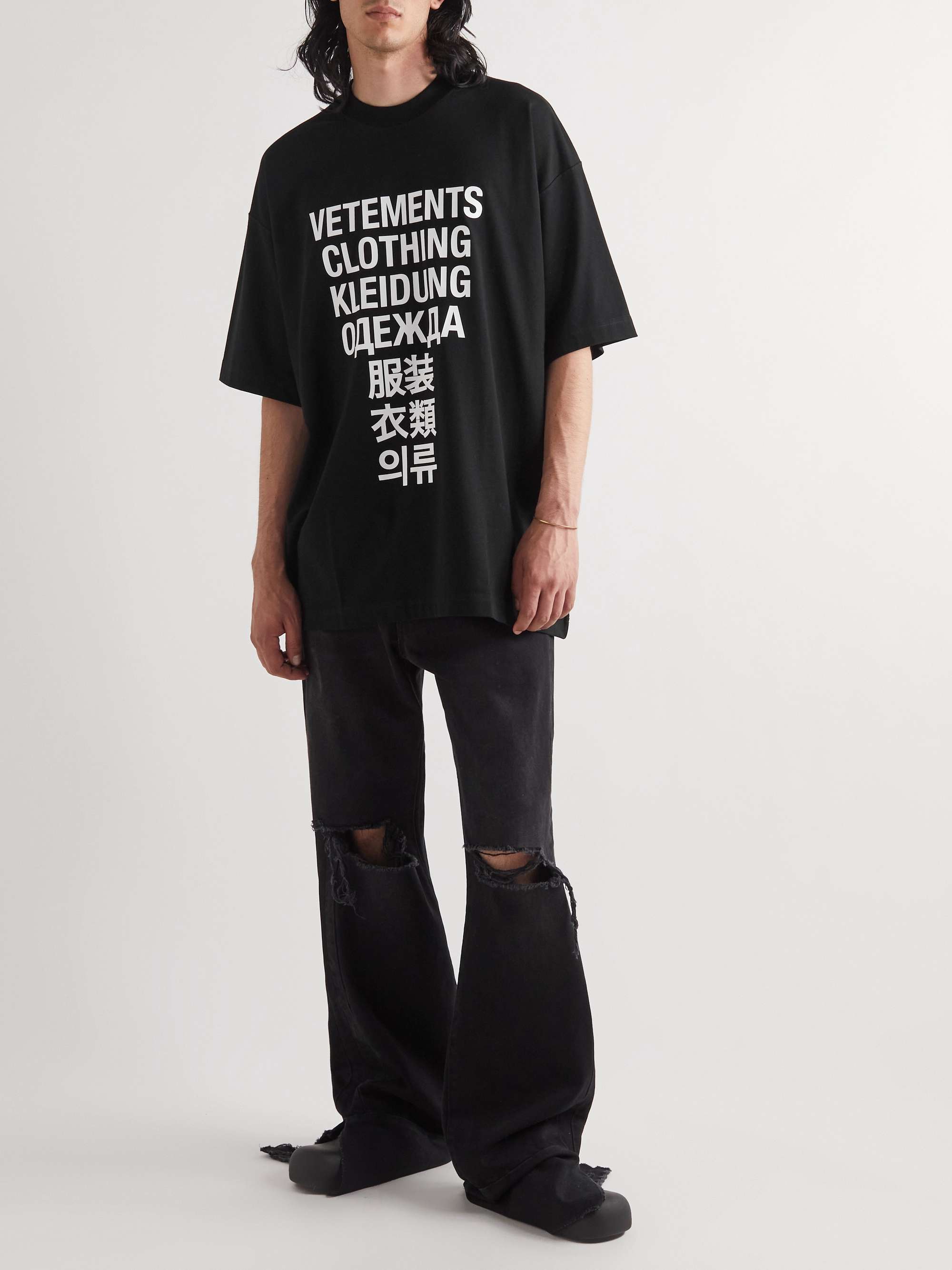VETEMENTS Oversized Printed Cotton-Jersey T-Shirt
