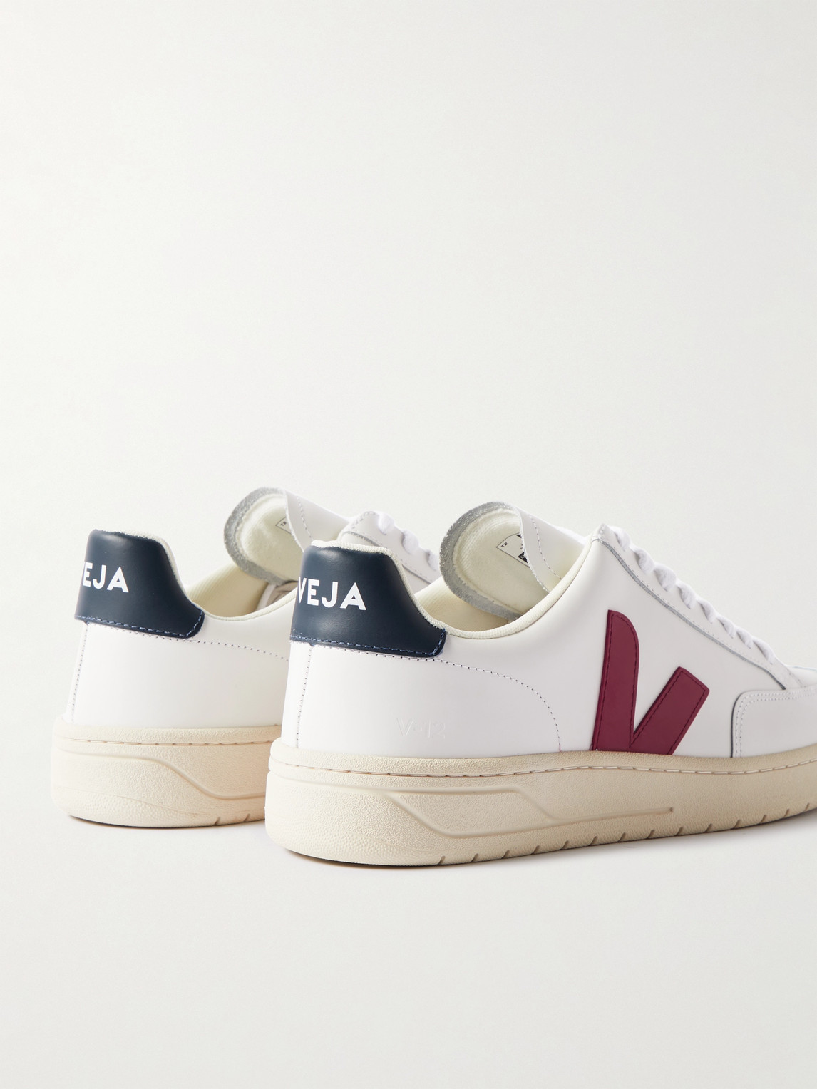 Shop Veja V-12 Leather Sneakers In White