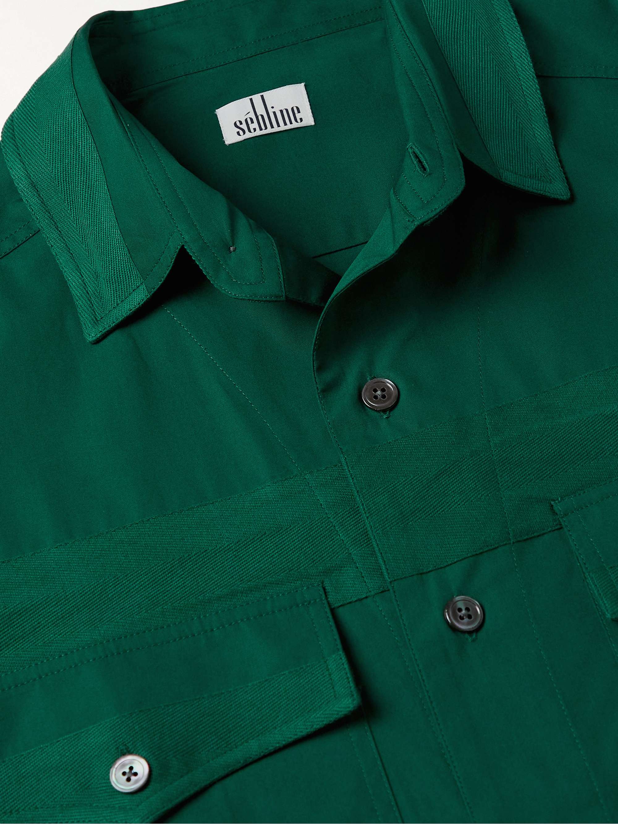 SEBLINE Combat Twill-Trimmed Cotton-Poplin Shirt