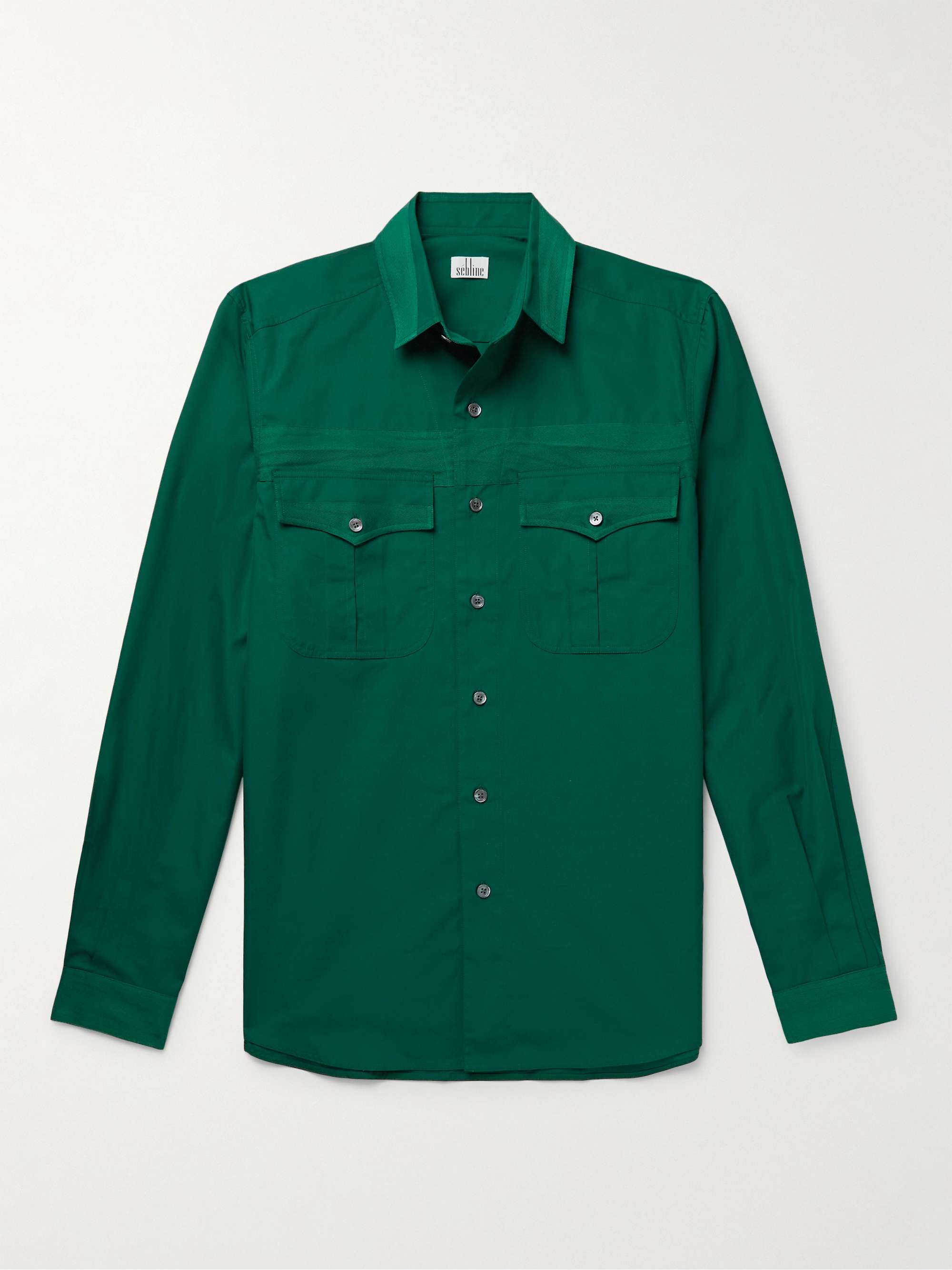 Combat Twill-Trimmed Cotton-Poplin Shirt