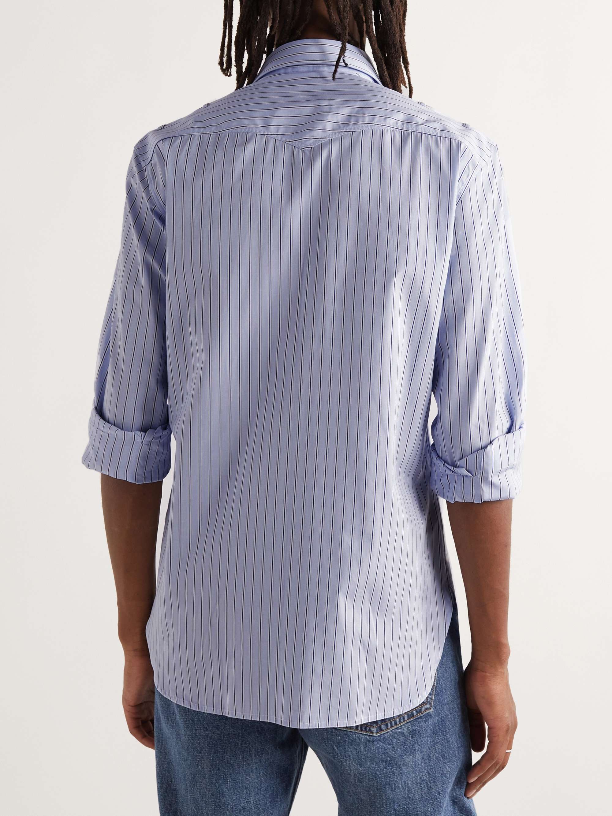 SEBLINE Safari Pinstriped Cotton-Poplin Shirt