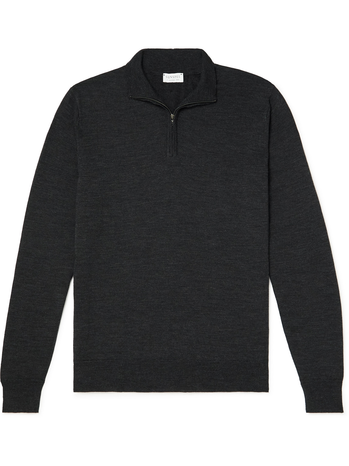 Sunspel Cotton-jersey Half-zip Sweatshirt In Grey