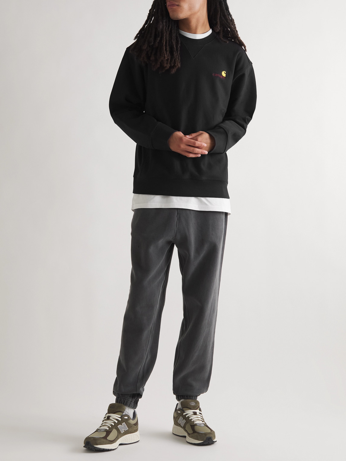 Shop Carhartt Logo-embroidered Cotton-blend Jersey Sweatshirt In Black