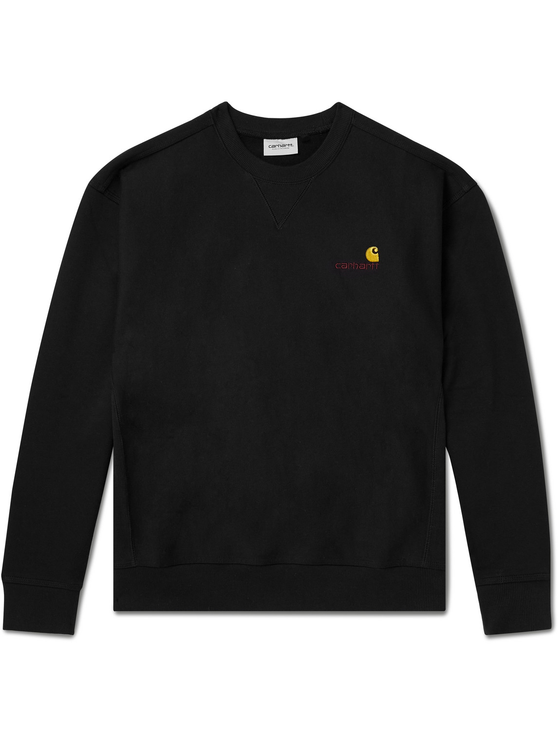 Shop Carhartt Logo-embroidered Cotton-blend Jersey Sweatshirt In Black