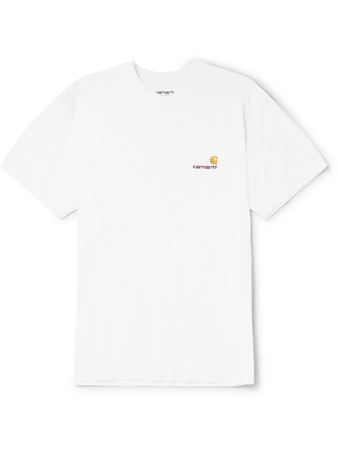 Shop Carhartt American Script Logo-embroidered Organic Cotton-jersey T-shirt In White