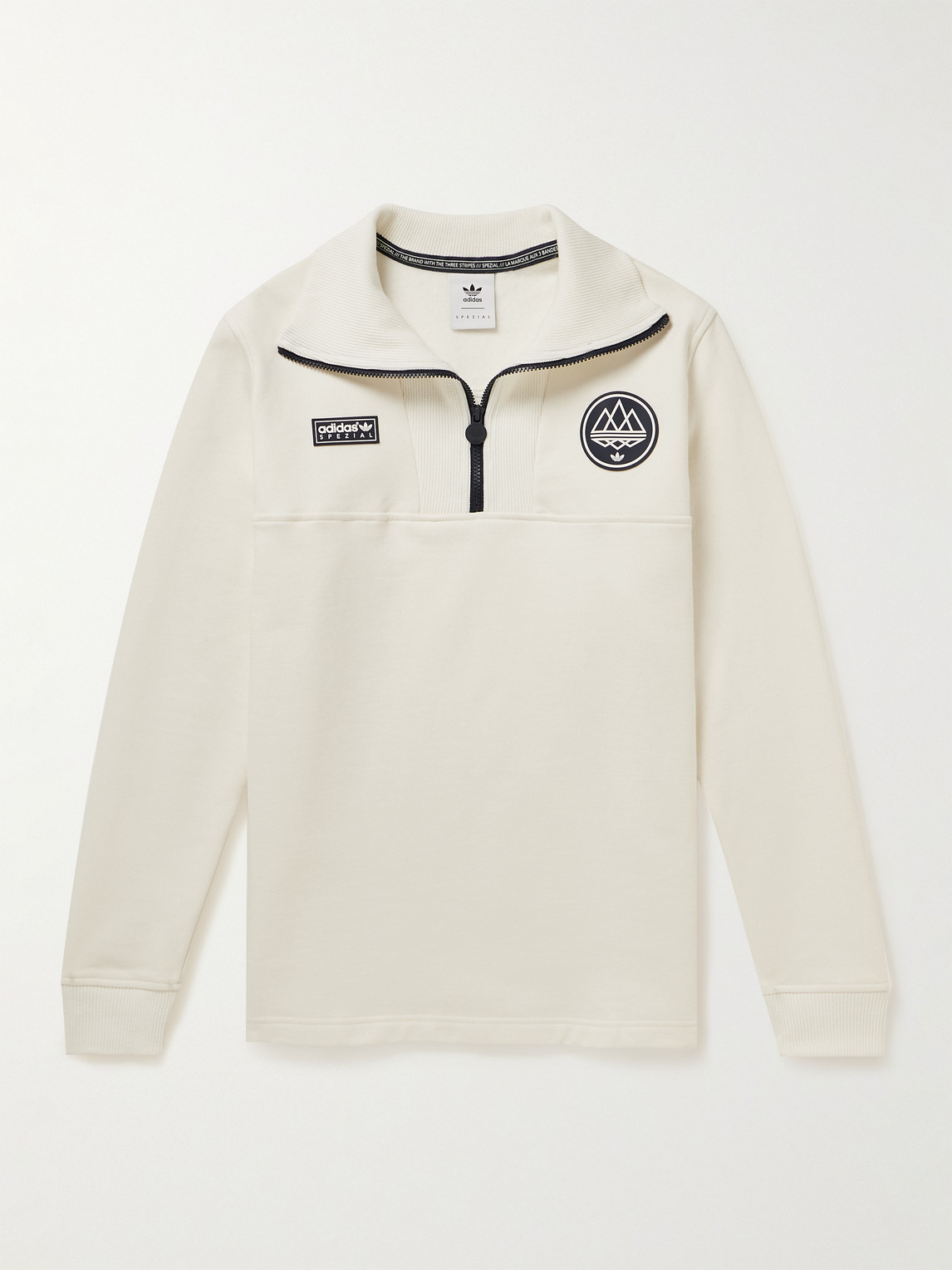 ADIDAS CONSORTIUM BELLSHILL LOGO-APPLIQUÉD COTTON-FLEECE HALF-ZIP SWEATSHIRT