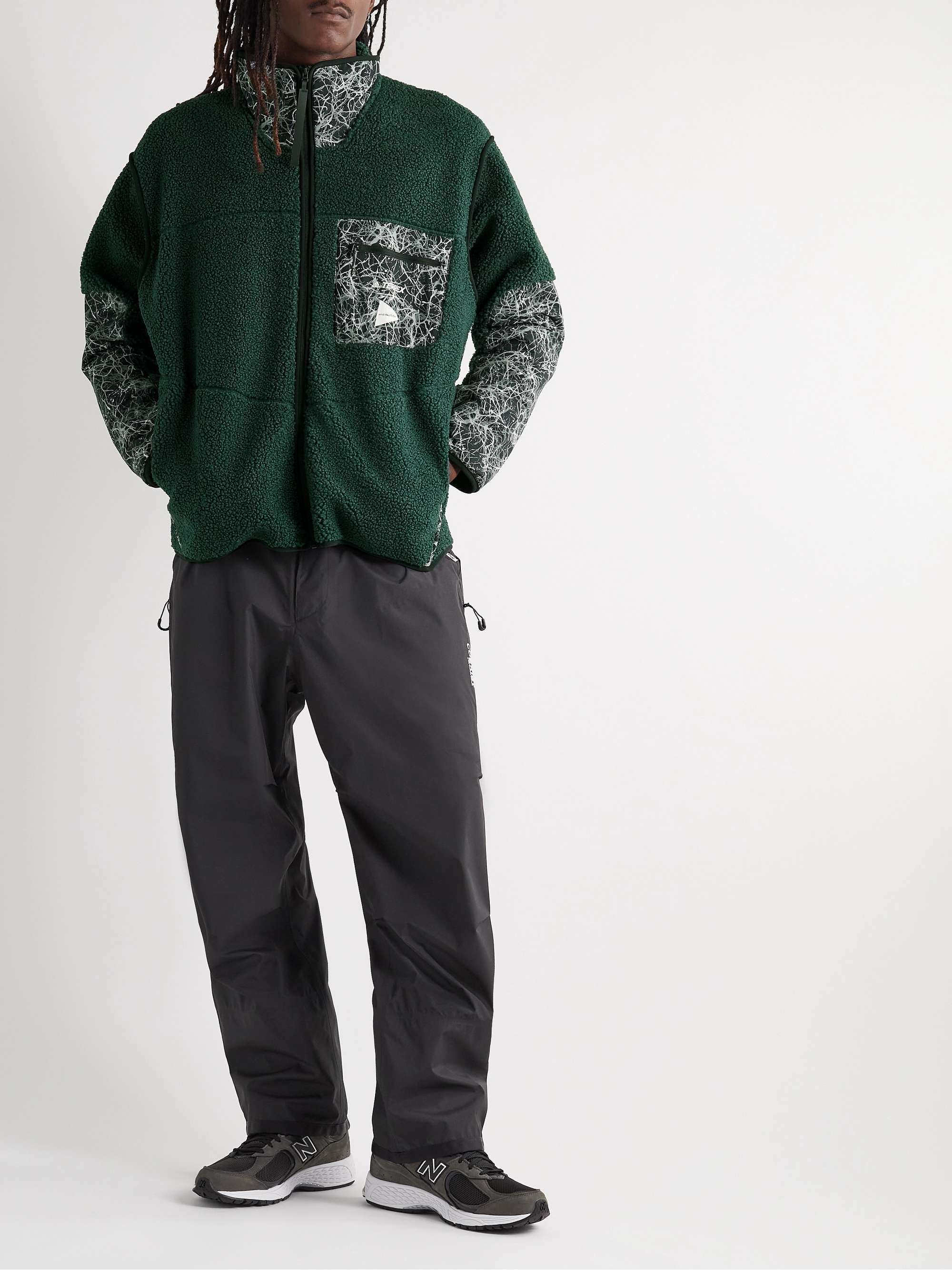 ADIDAS CONSORTIUM + And Wander Cutout Shell-Trimmed Fleece Jacket