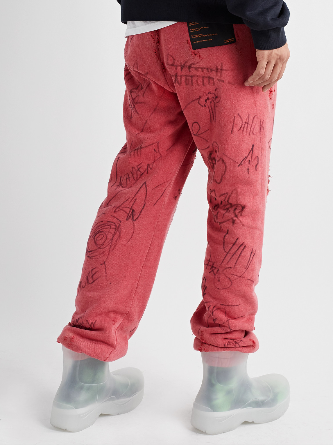  Liberal Youth Ministry - Juvenile Tapered Distressed Printed Cotton-blend Jersey Sweatpants - Men - Red - M 