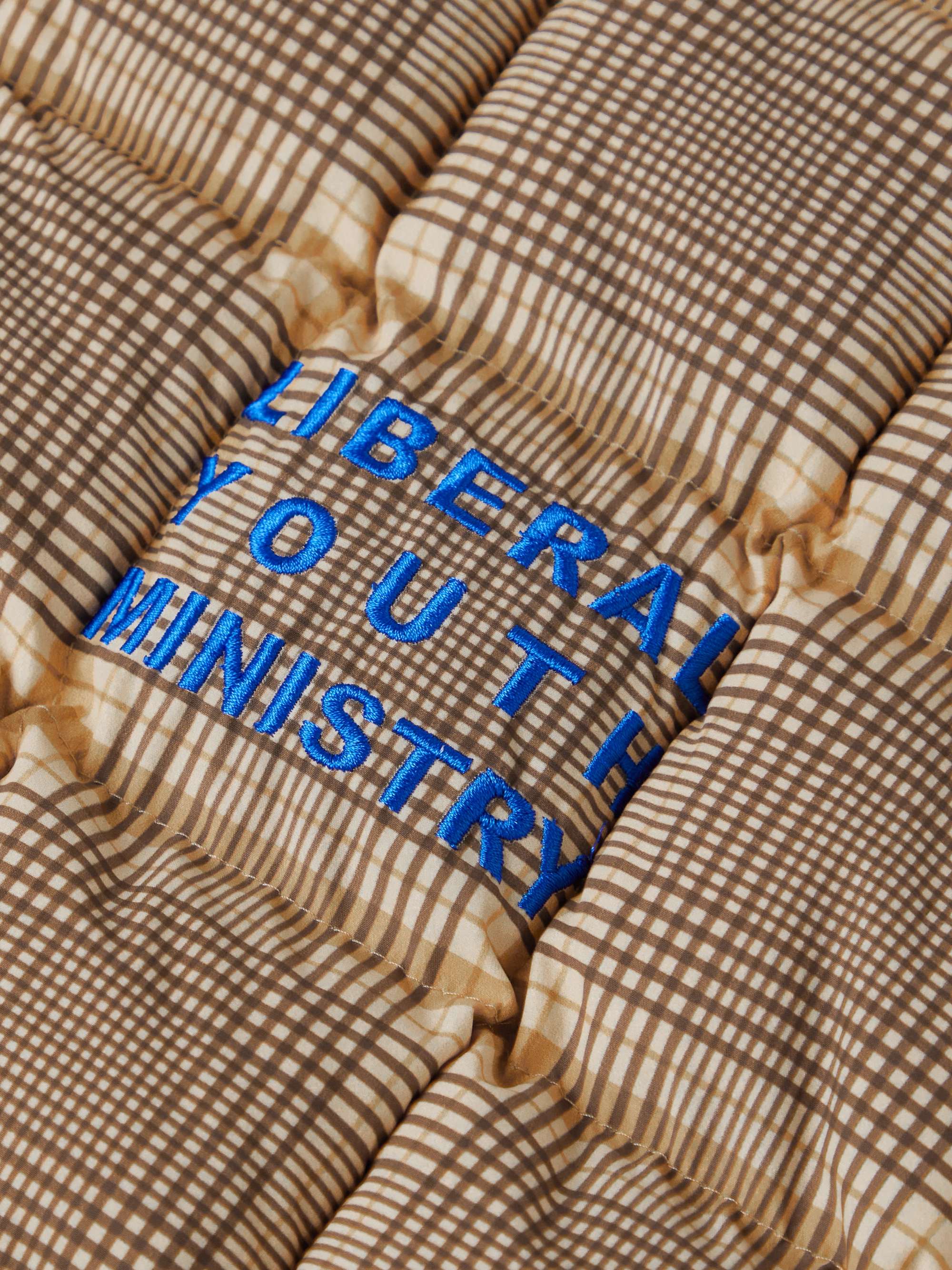 LIBERAL YOUTH MINISTRY Appliquéd Quilted Checked Padded Shell Gilet