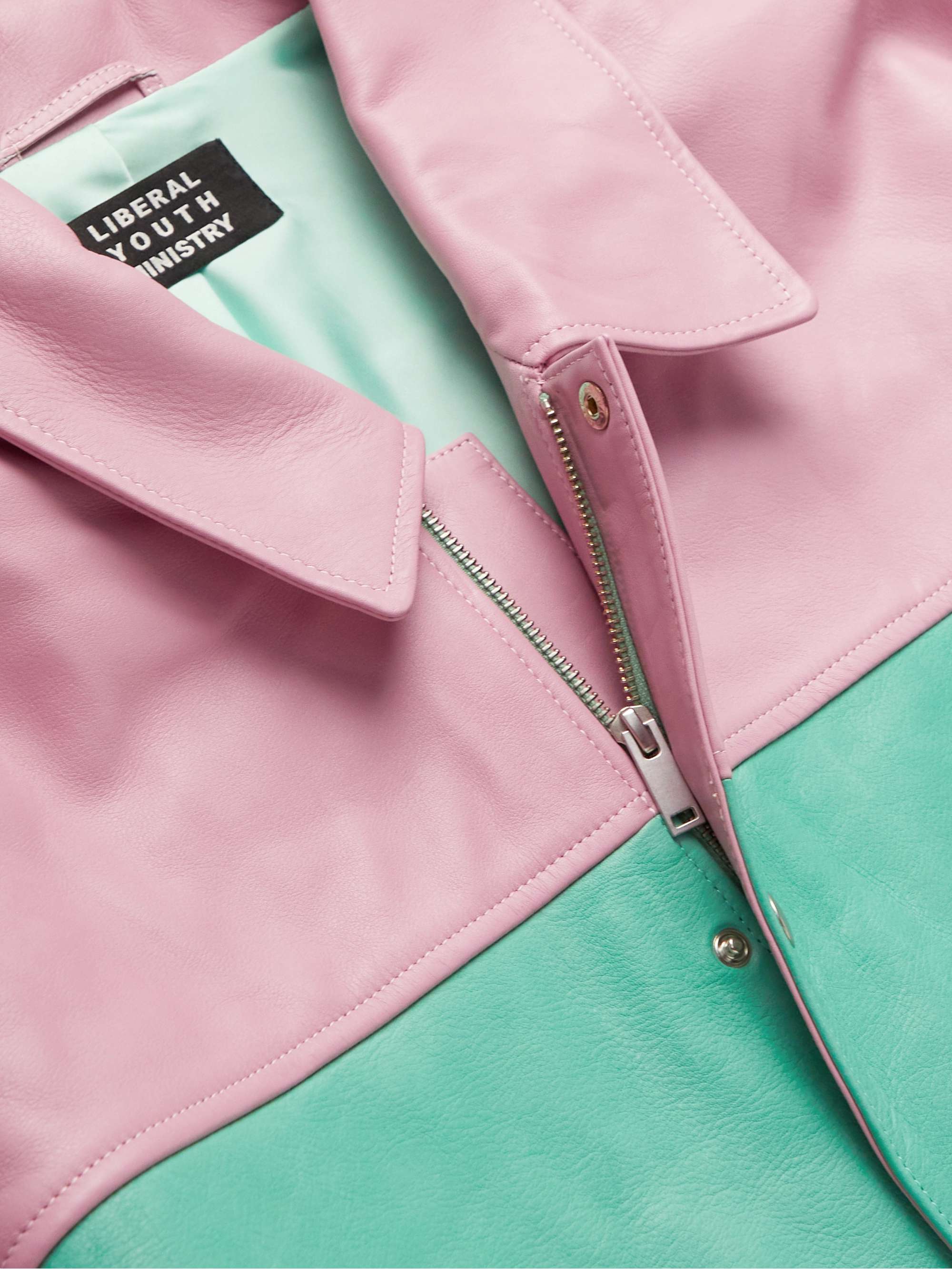 LIBERAL YOUTH MINISTRY Embellished ColourBlock Leather Varsity Jacket