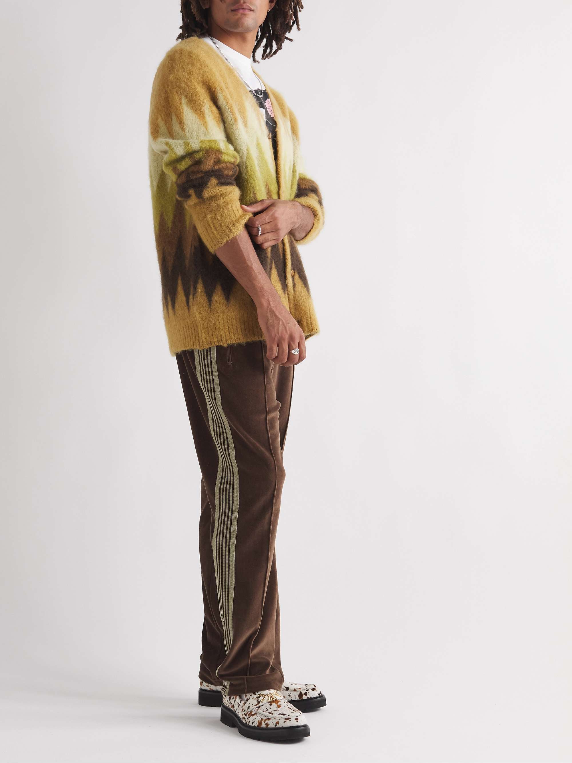 NEEDLES Jacquard-Knit Mohair-Blend Cardigan