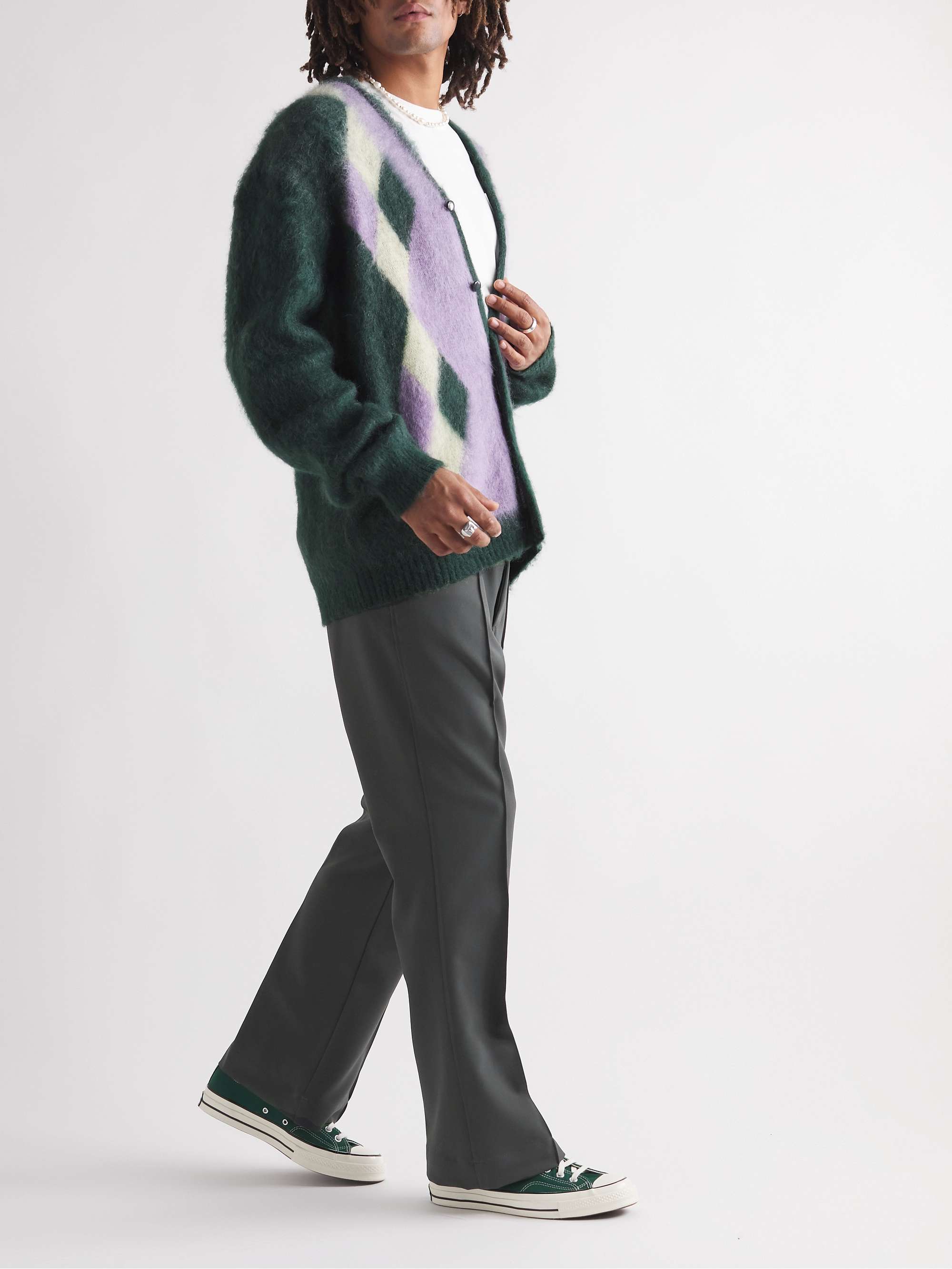 NEEDLES Slim-Fit Flared Logo-Embroidered Shell Trousers