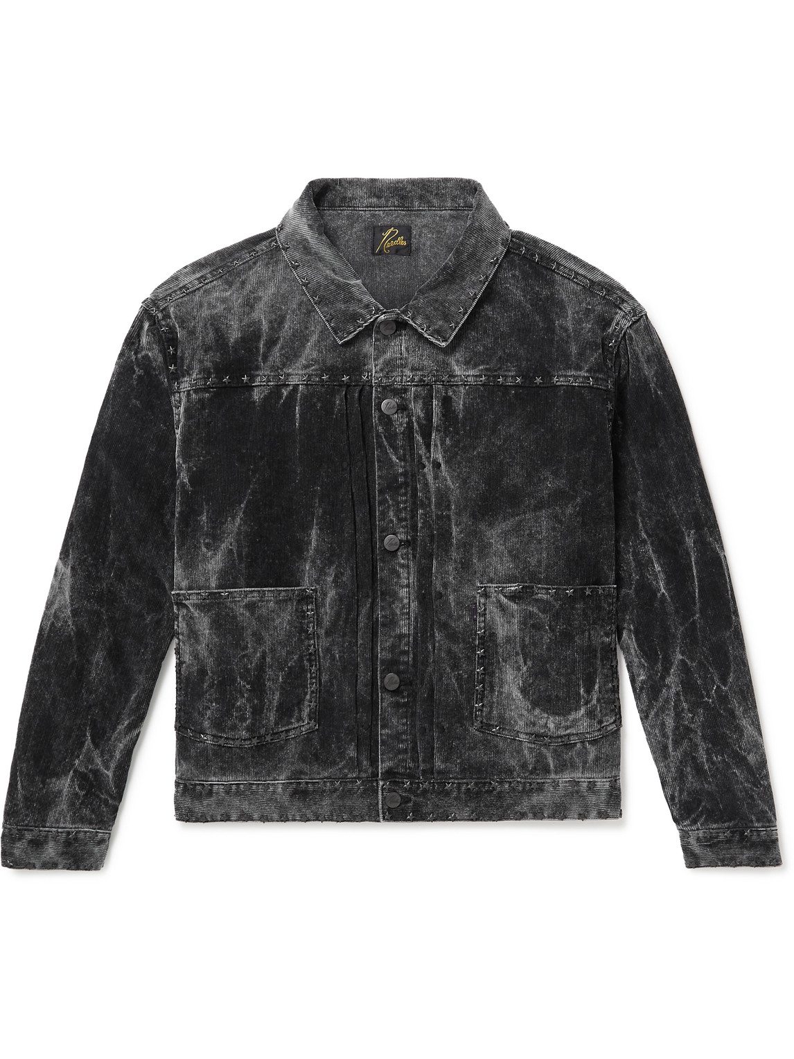 NEEDLES M.W. STUDDED BLEACHED COTTON-BLEND CORDUROY JACKET
