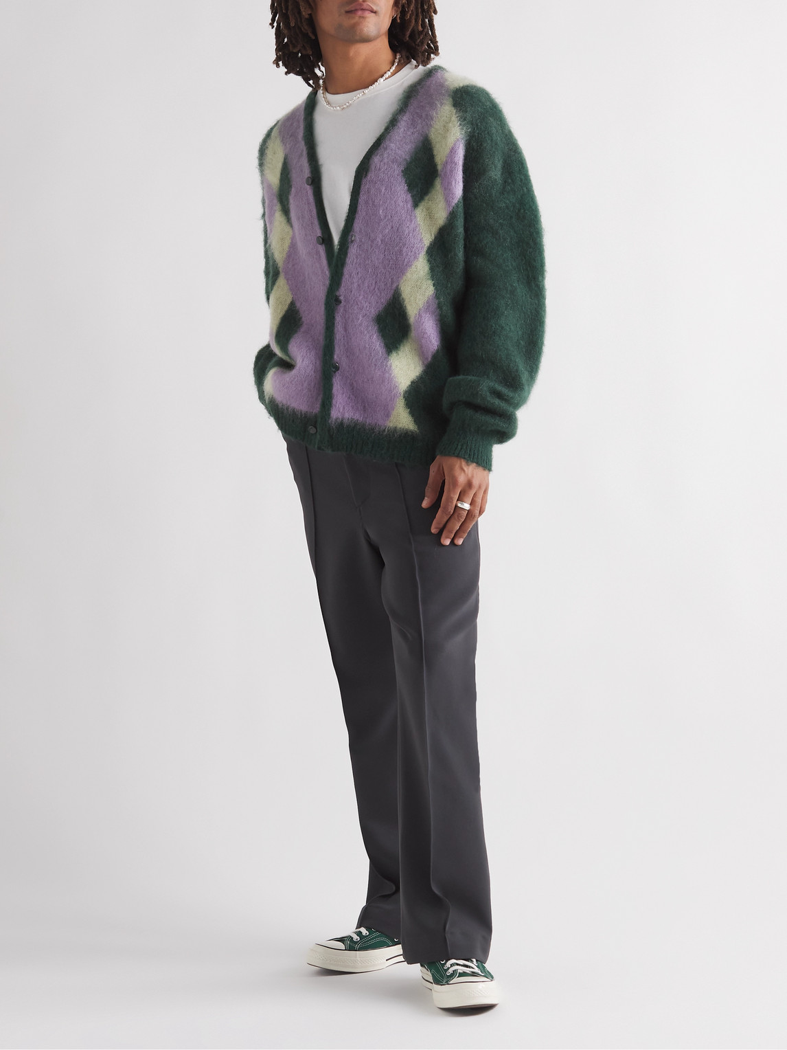 Mohair Cardigan In Multi-colored