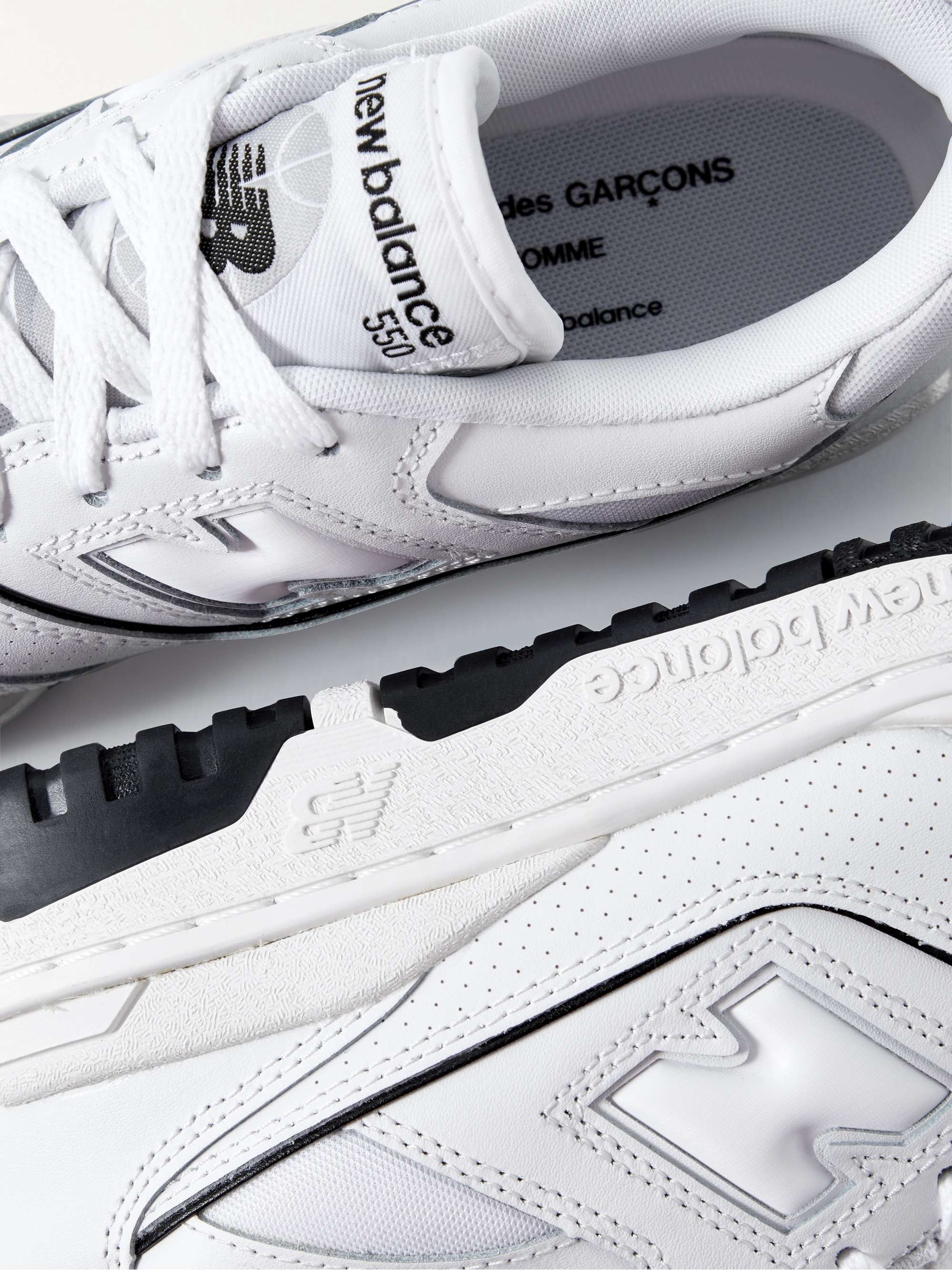 COMME DES GARÇONS HOMME + New Balance 550 Mesh-Trimmed Leather Sneakers