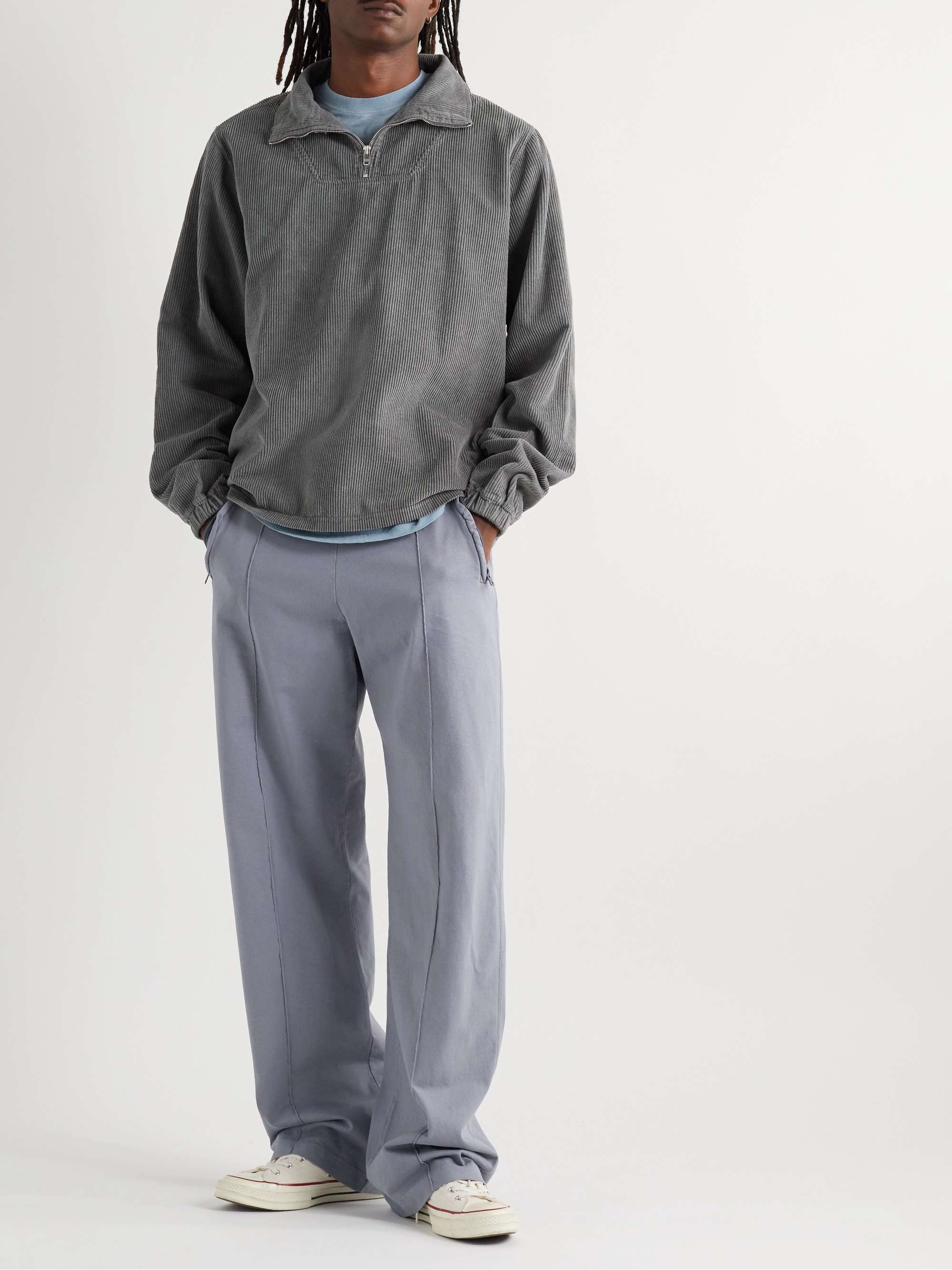 LES TIEN Yacht Cotton-Corduroy Half-Zip Sweatshirt