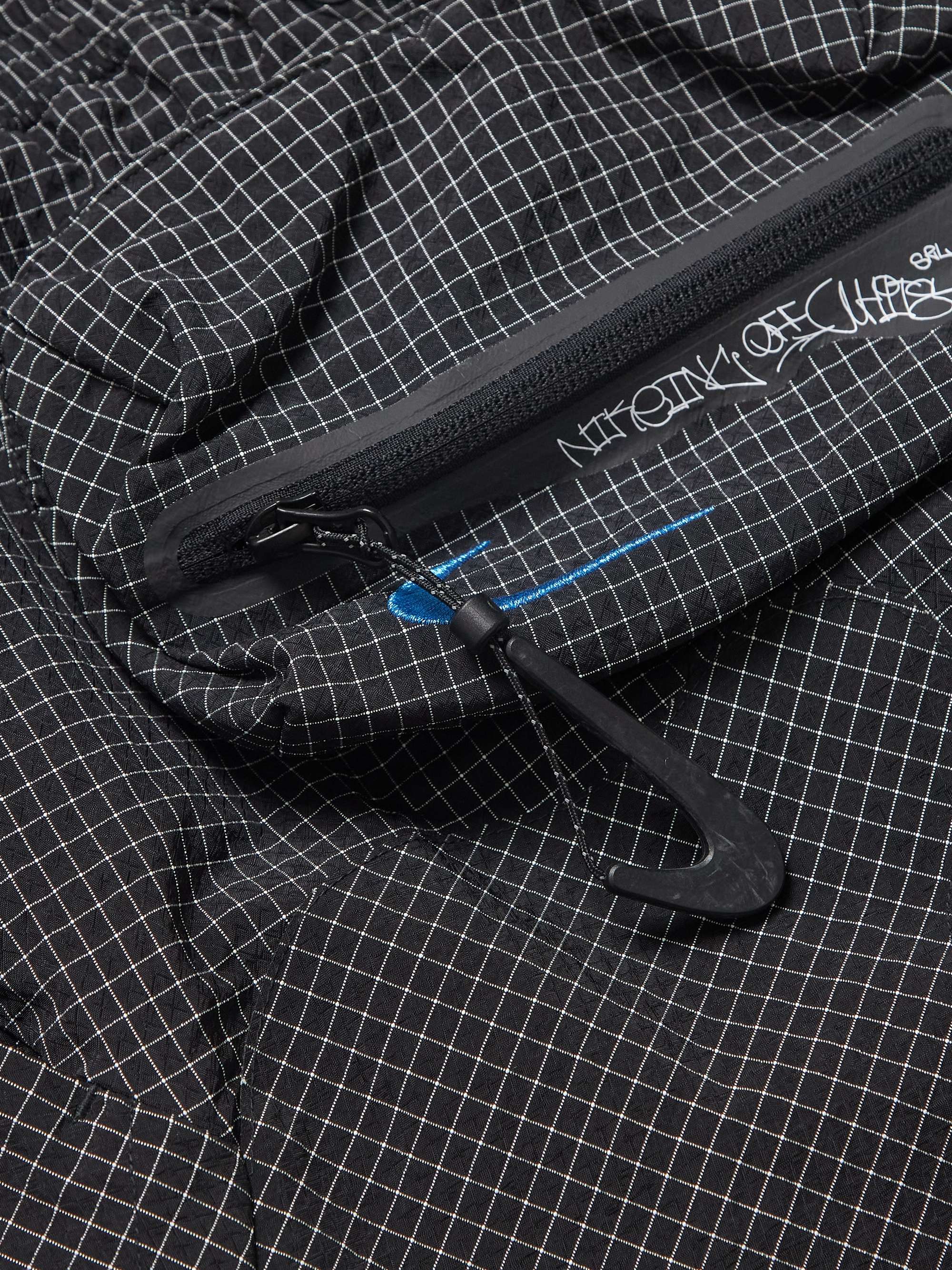 NIKE + Off-White Logo-Embroidered Checked Shell Shorts