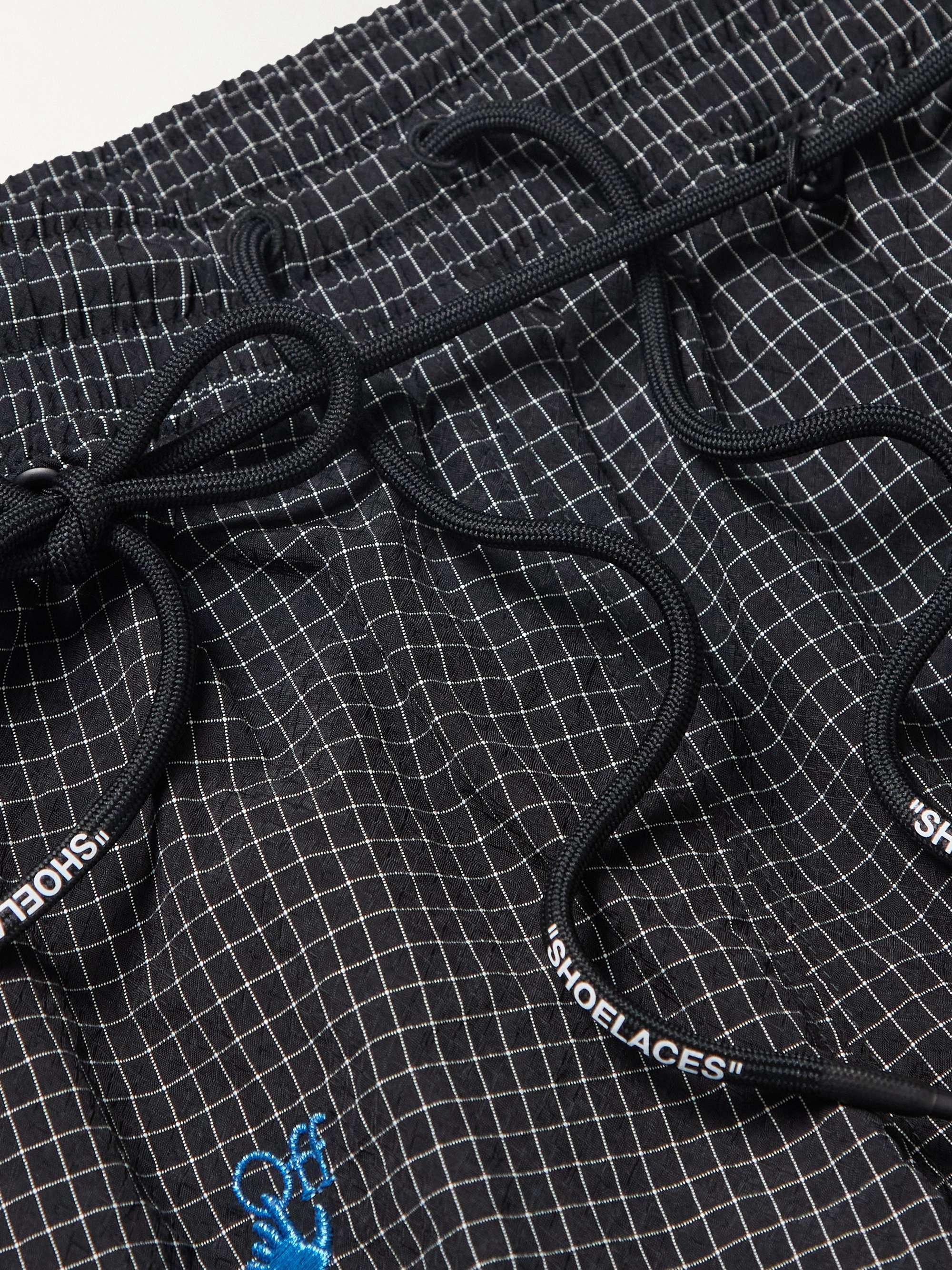 NIKE + Off-White Logo-Embroidered Checked Shell Shorts