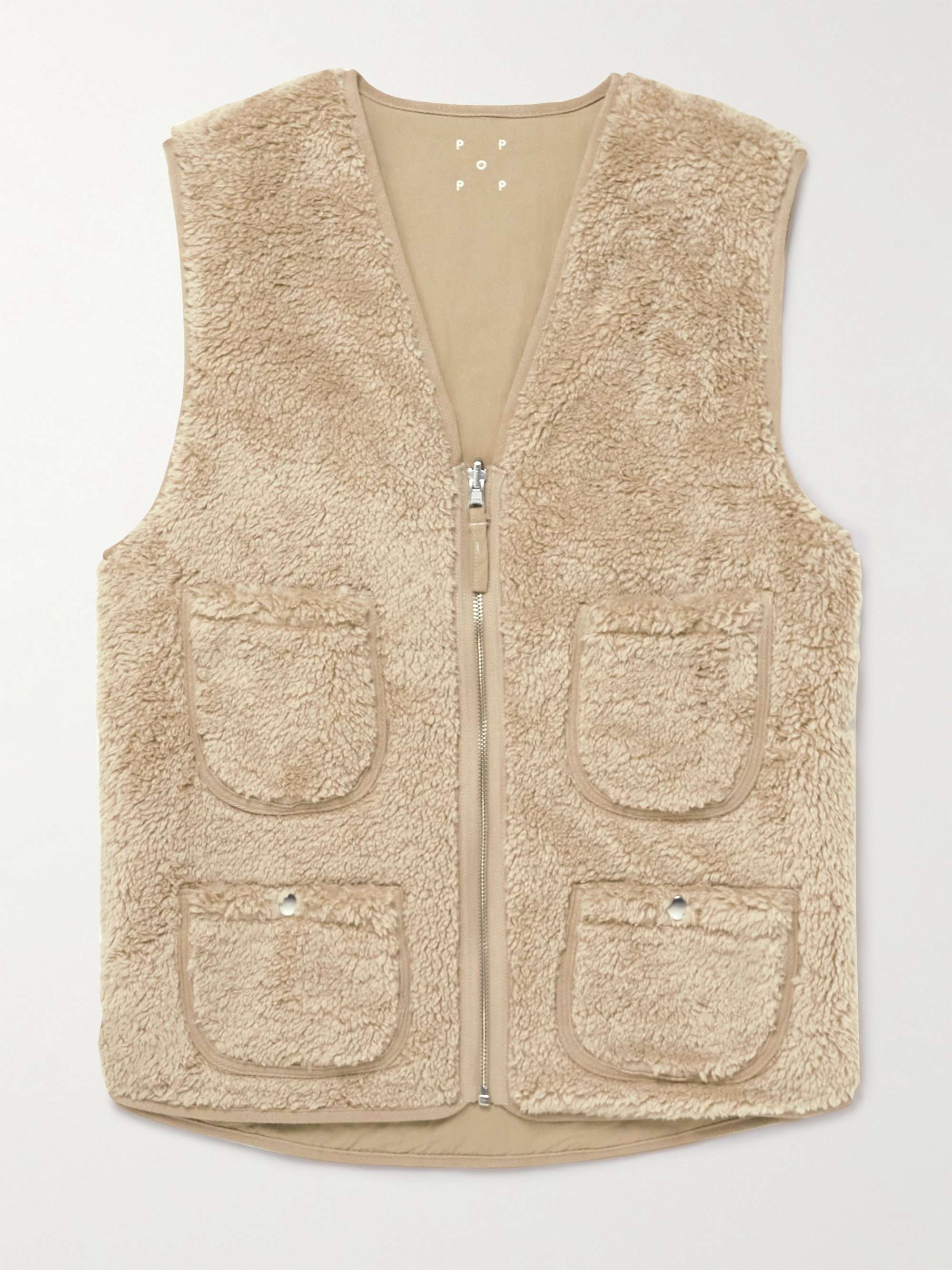 POP TRADING COMPANY Harold Reversible Logo-Embroidered Fleece and Shell Gilet