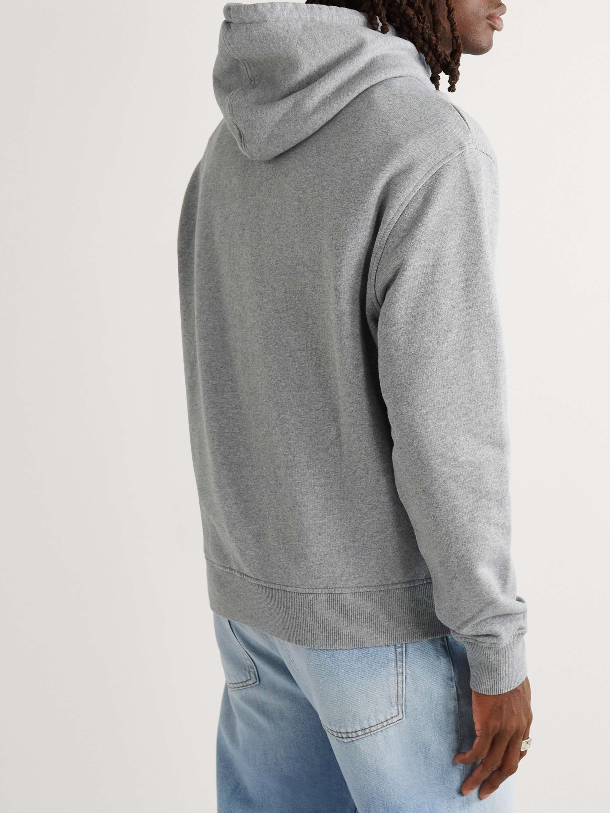 AMI PARIS Logo-Embroidered Cotton-Jersey Hoodie for Men | MR PORTER