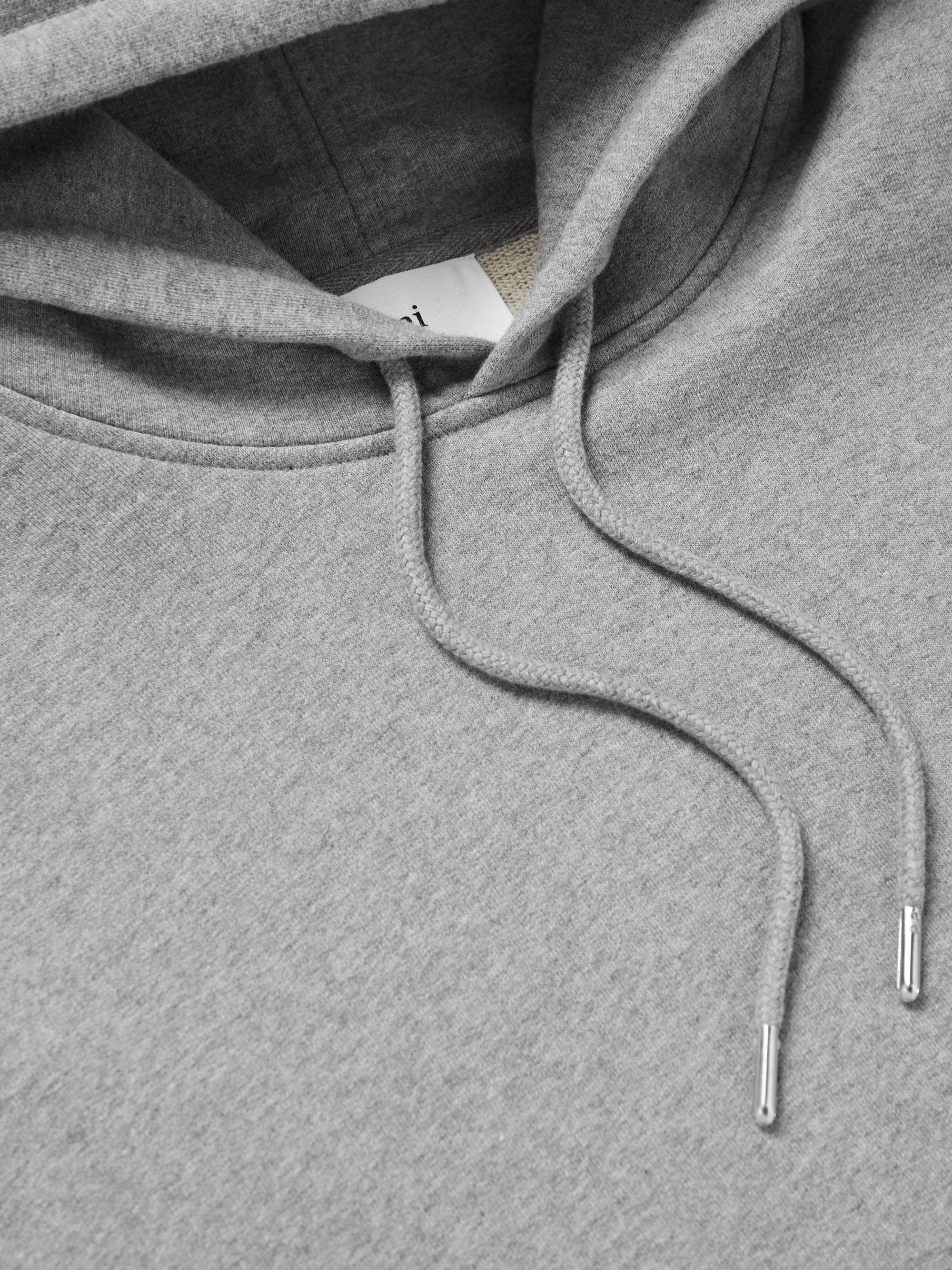 AMI PARIS Logo-Embroidered Cotton-Jersey Hoodie