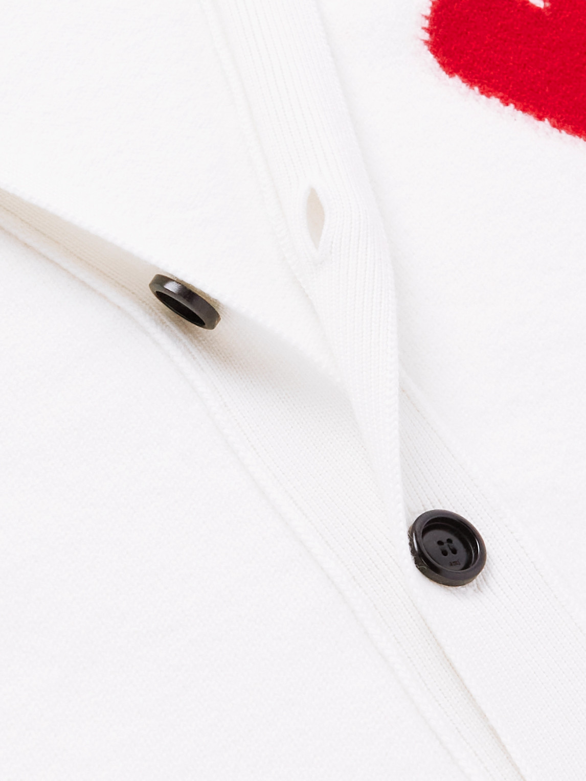 Shop Ami Alexandre Mattiussi Logo-intarsia Merino Wool Cardigan In White