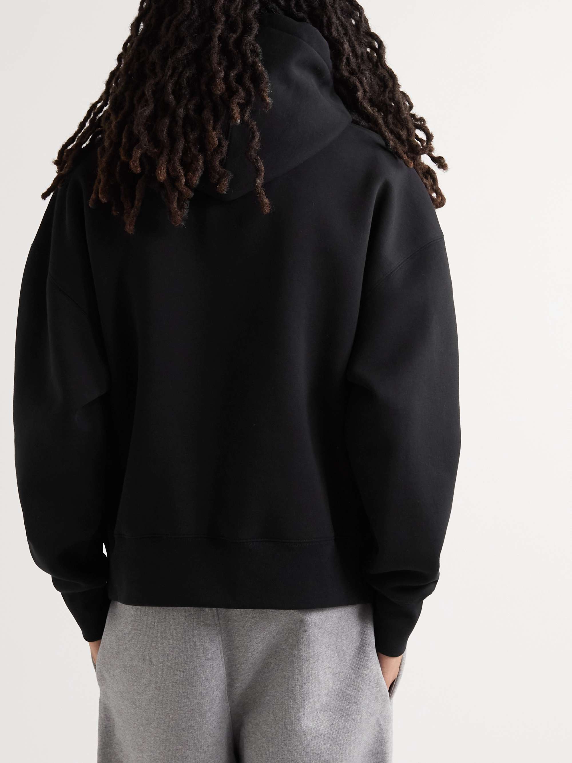 AMI PARIS Logo-Embroidered Organic Cotton-Blend Jersey Hoodie