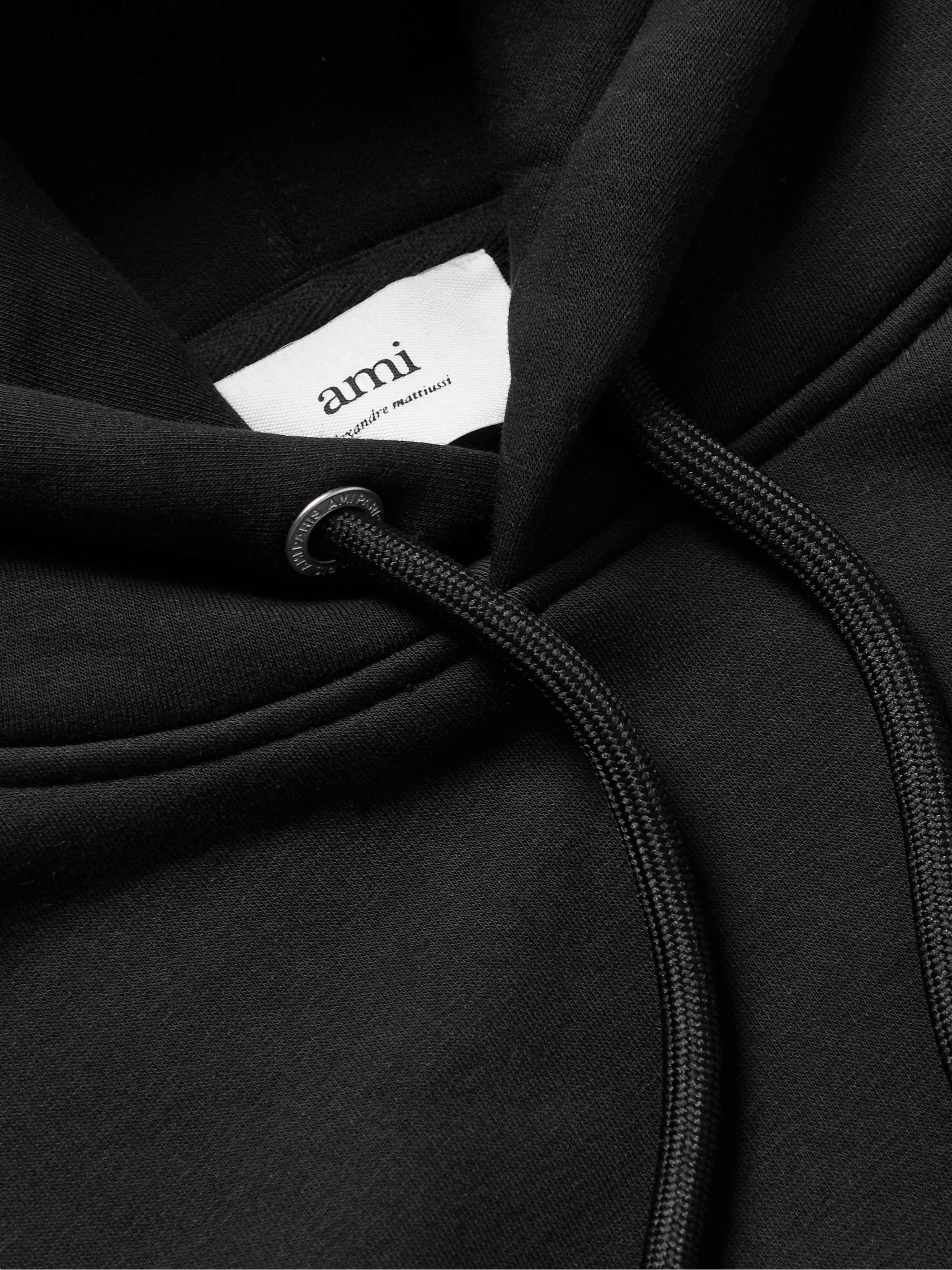 AMI PARIS Logo-Embroidered Organic Cotton-Blend Jersey Hoodie