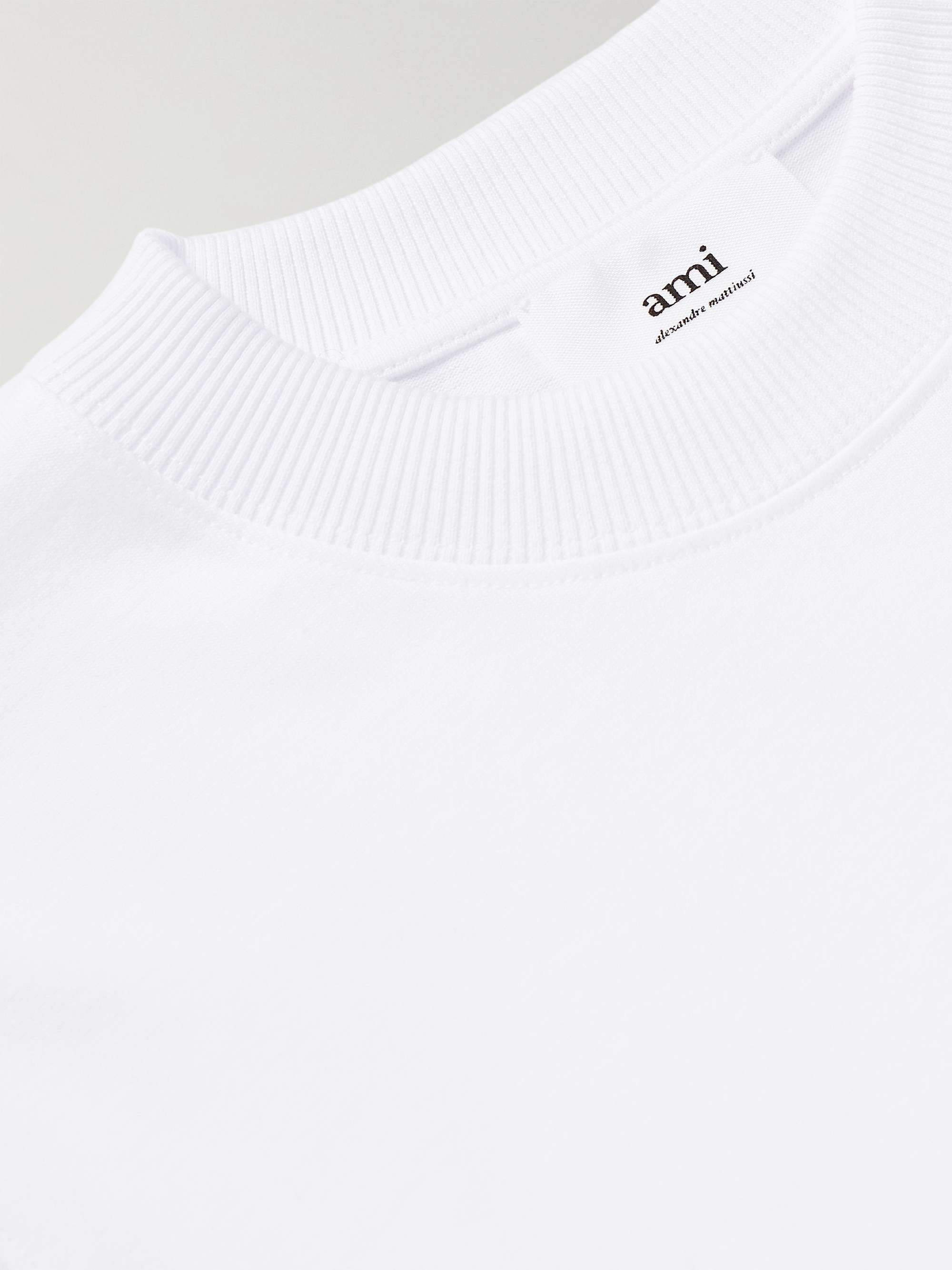 AMI PARIS Logo-Embroidered Cotton-Blend Jersey T-Shirt