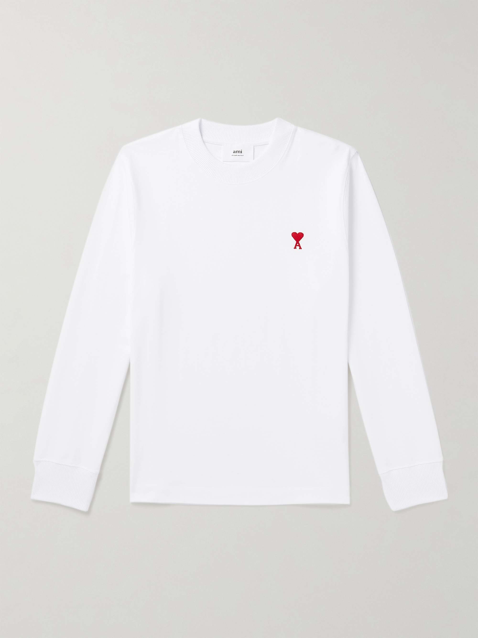 AMI PARIS Logo-Embroidered Cotton-Blend Jersey T-Shirt