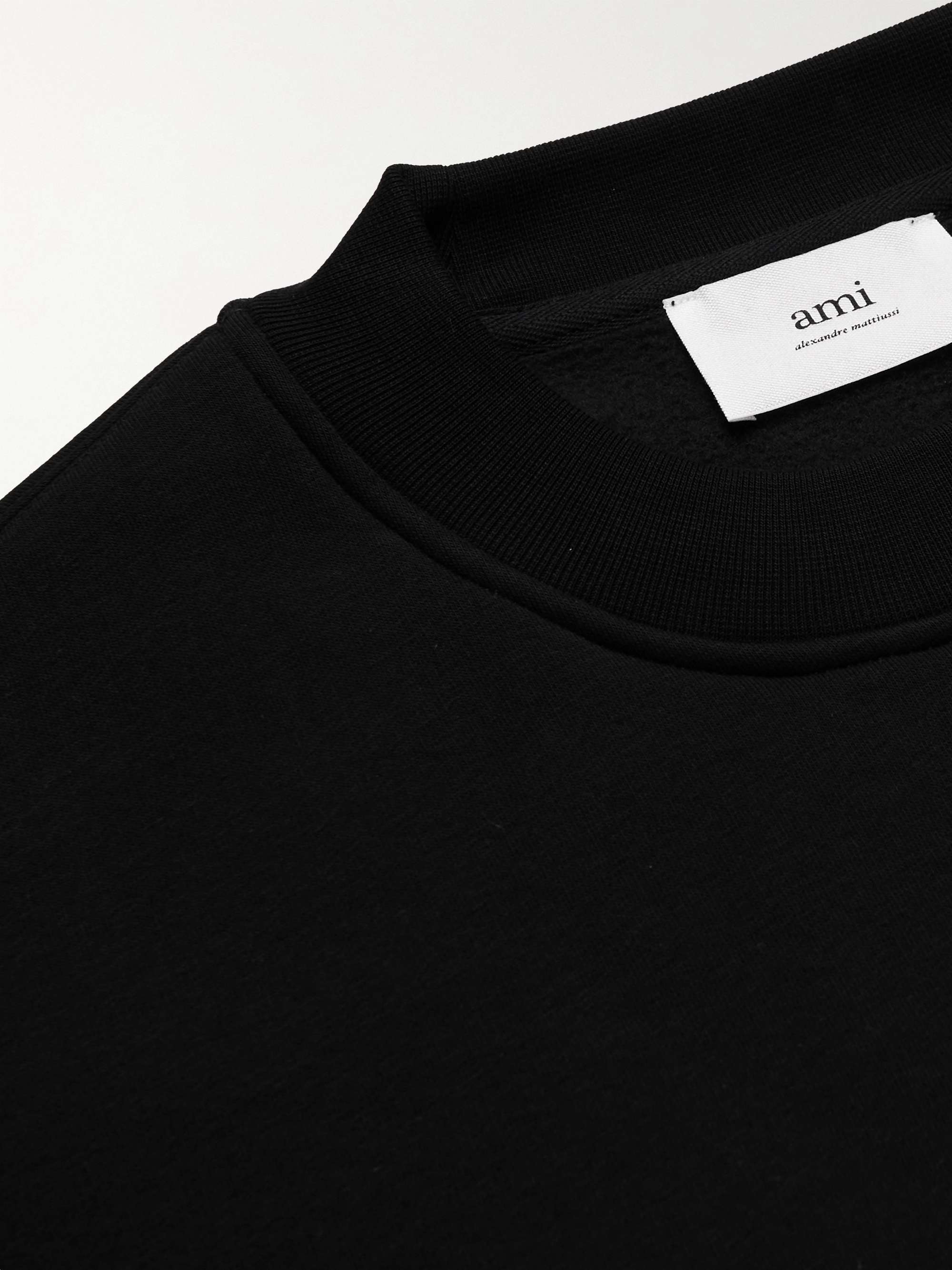 AMI PARIS Logo-Embroidered Organic Cotton-Blend Jersey Sweatshirt