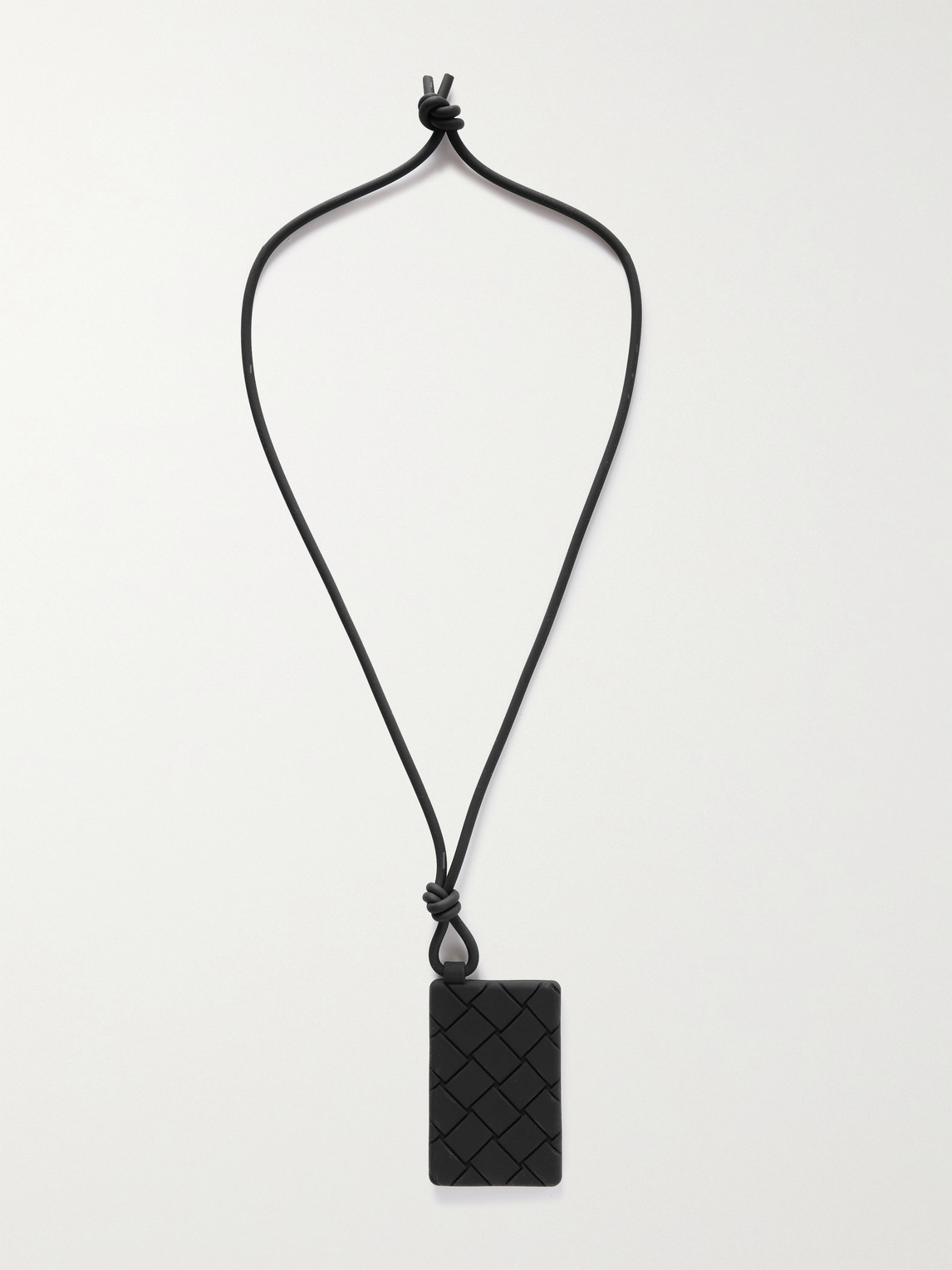 Shop Bottega Veneta Intrecciato Rubber Card Case With Lanyard In Black