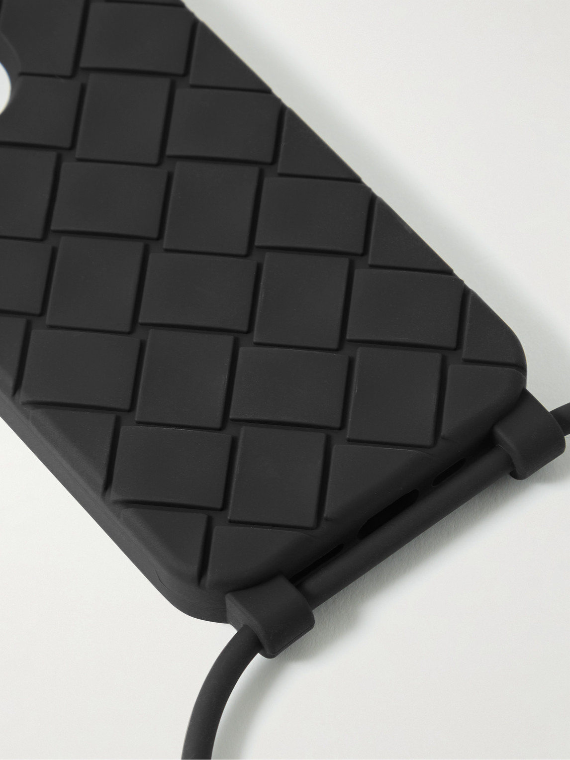 Shop Bottega Veneta Intrecciato Rubber Iphone 13 Pro Case With Lanyard In Black