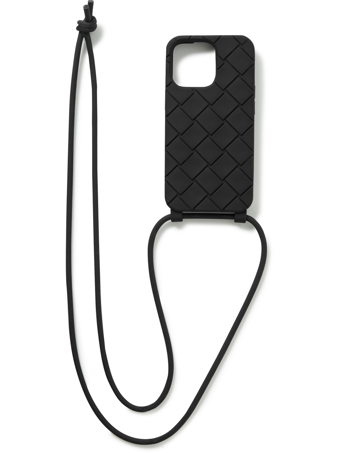 Shop Bottega Veneta Intrecciato Rubber Iphone 13 Pro Case With Lanyard In Black