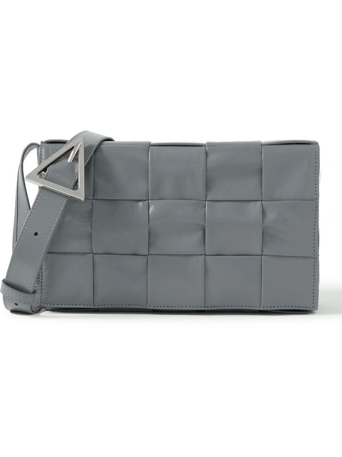 Bottega Veneta Cassette Intrecciato Leather Messenger Bag In Silver