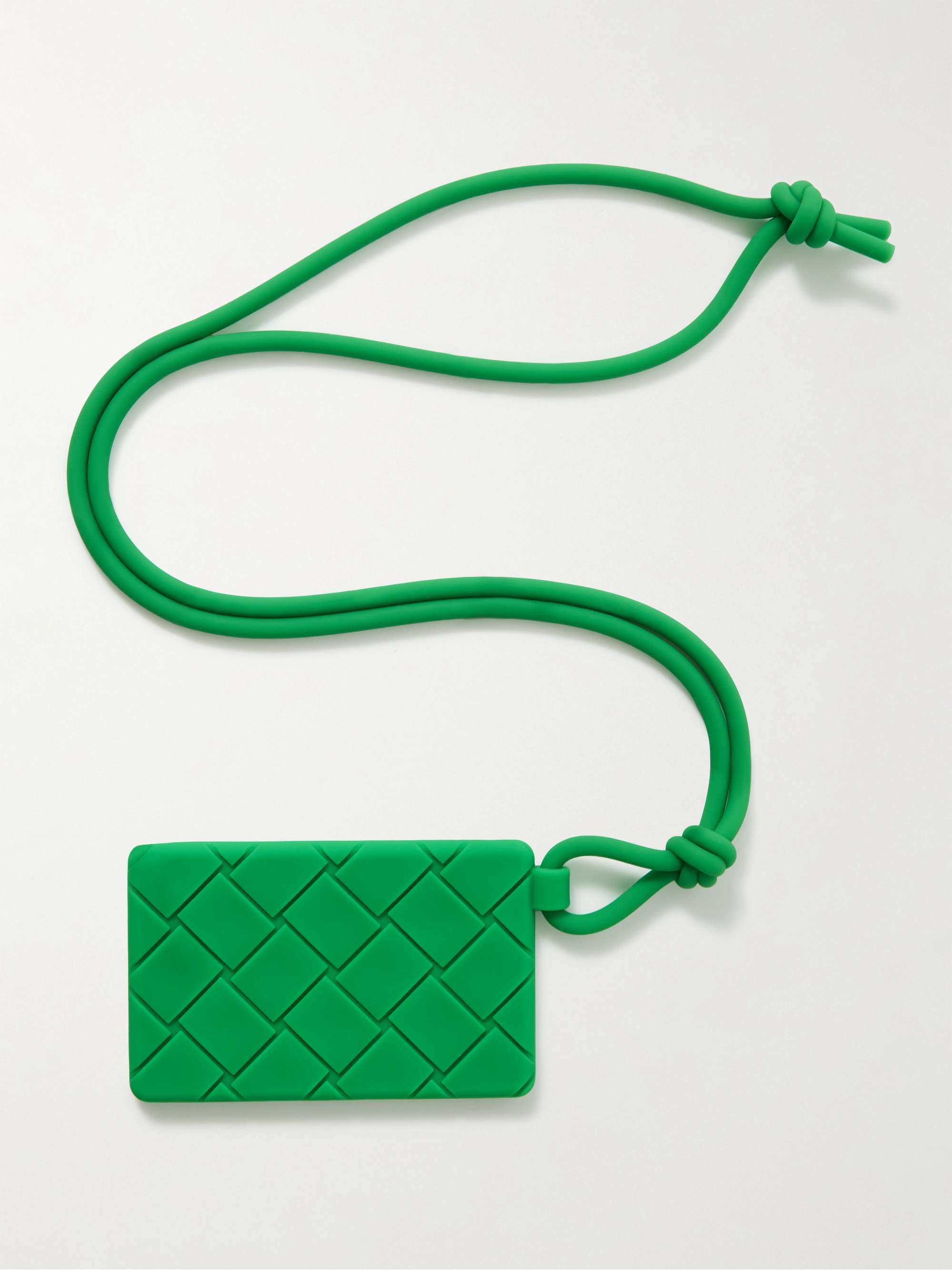 BOTTEGA VENETA Intrecciato Rubber Card Case with Lanyard