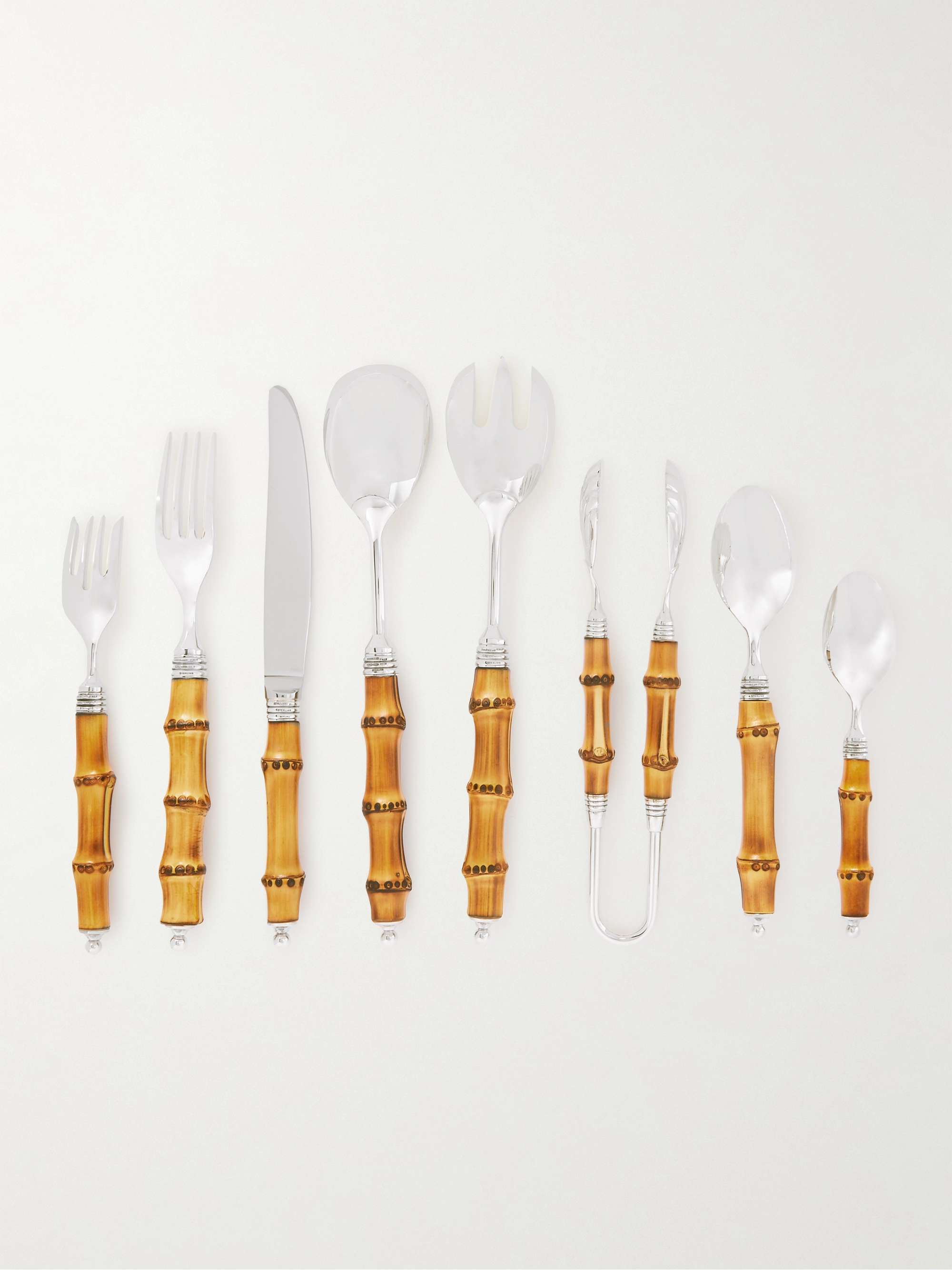 BUCCELLATI Tahiti Sterling Silver and Bamboo Cutlery Set