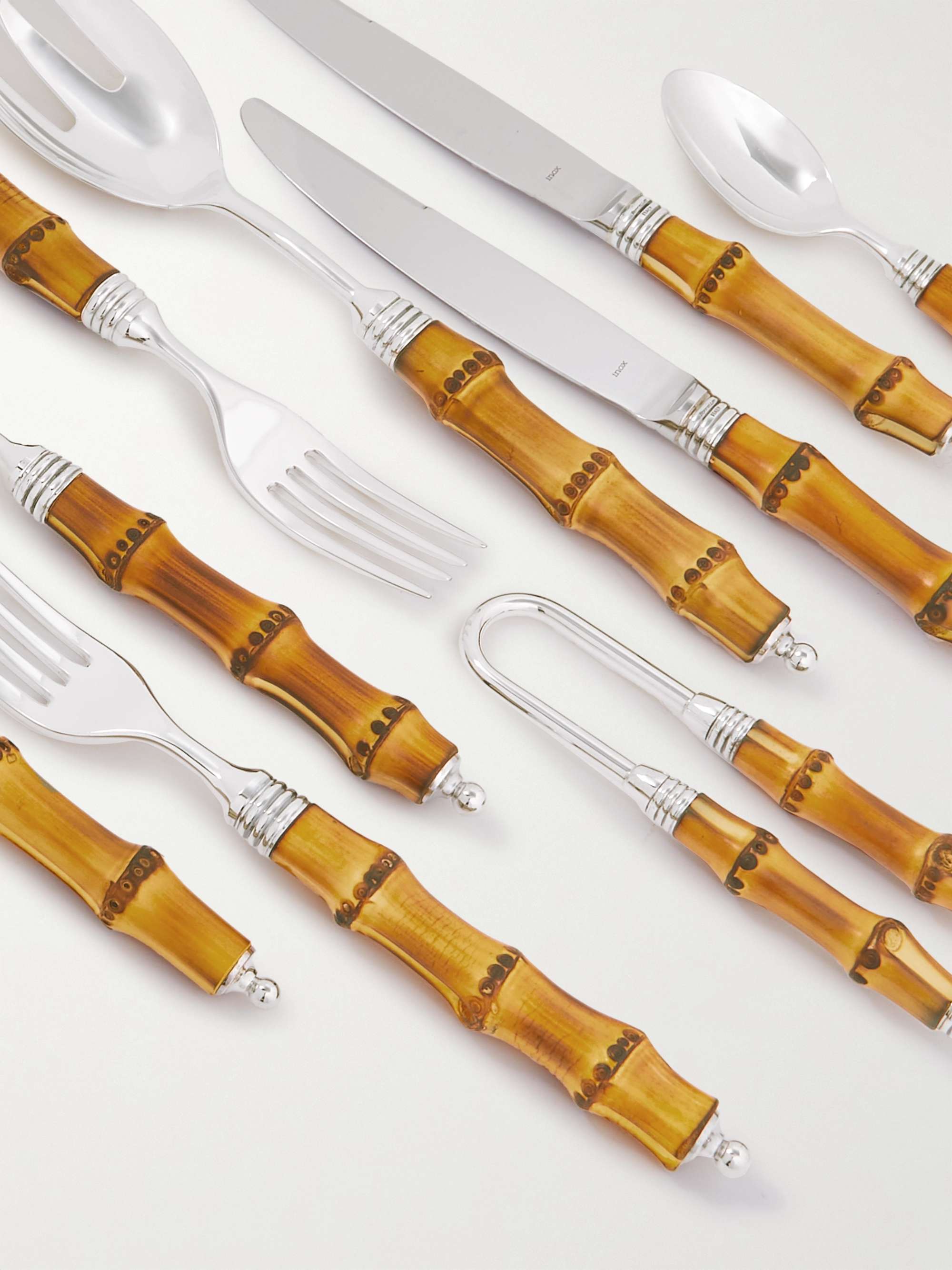 BUCCELLATI Tahiti Sterling Silver and Bamboo Cutlery Set