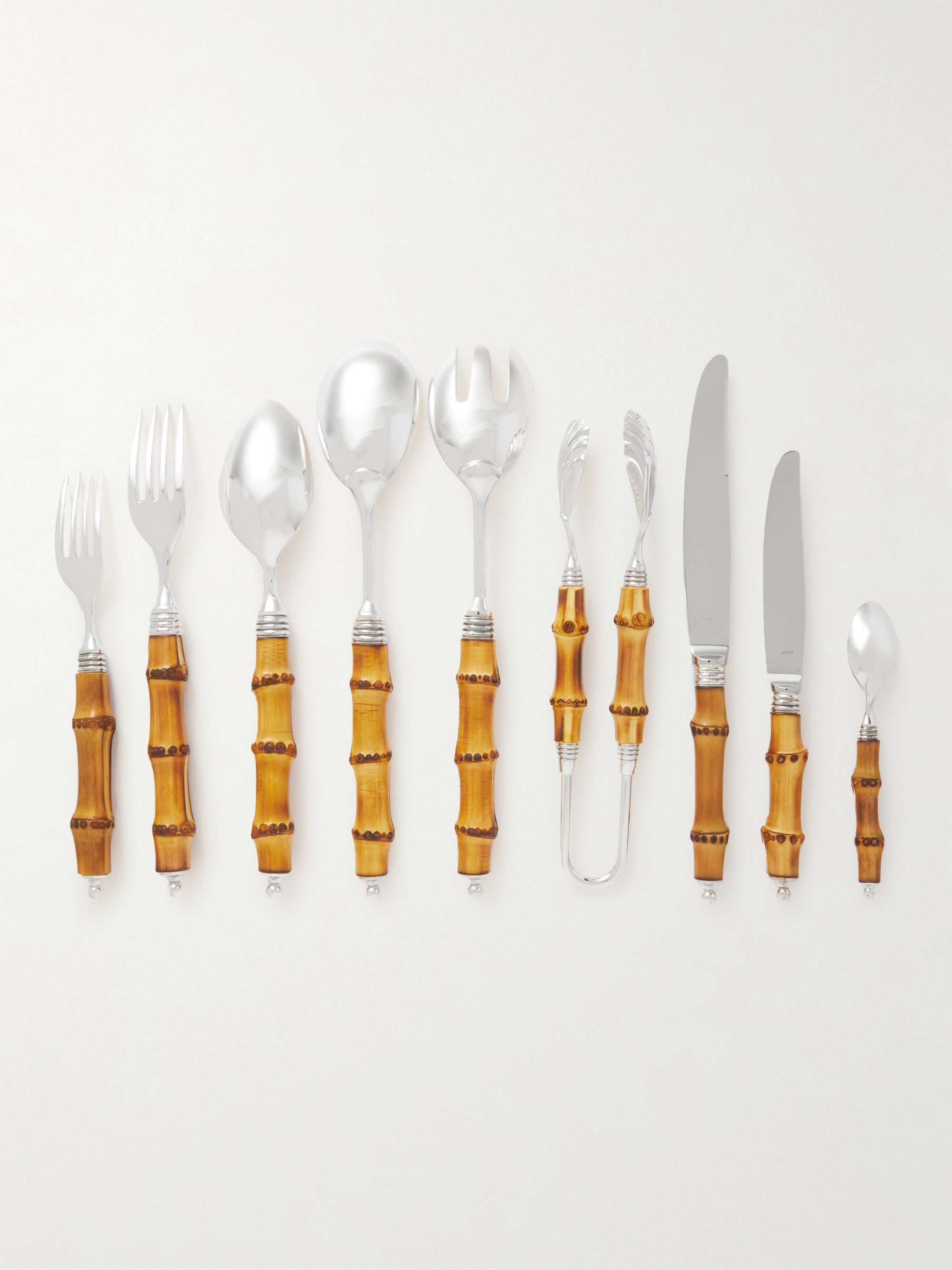 BUCCELLATI Tahiti Sterling Silver and Bamboo Cutlery Set