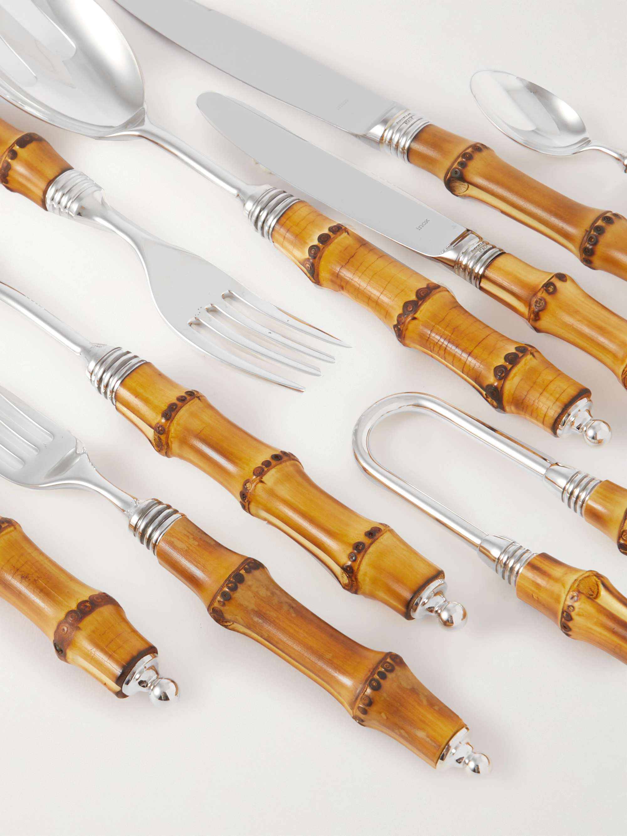 BUCCELLATI Tahiti Sterling Silver and Bamboo Cutlery Set