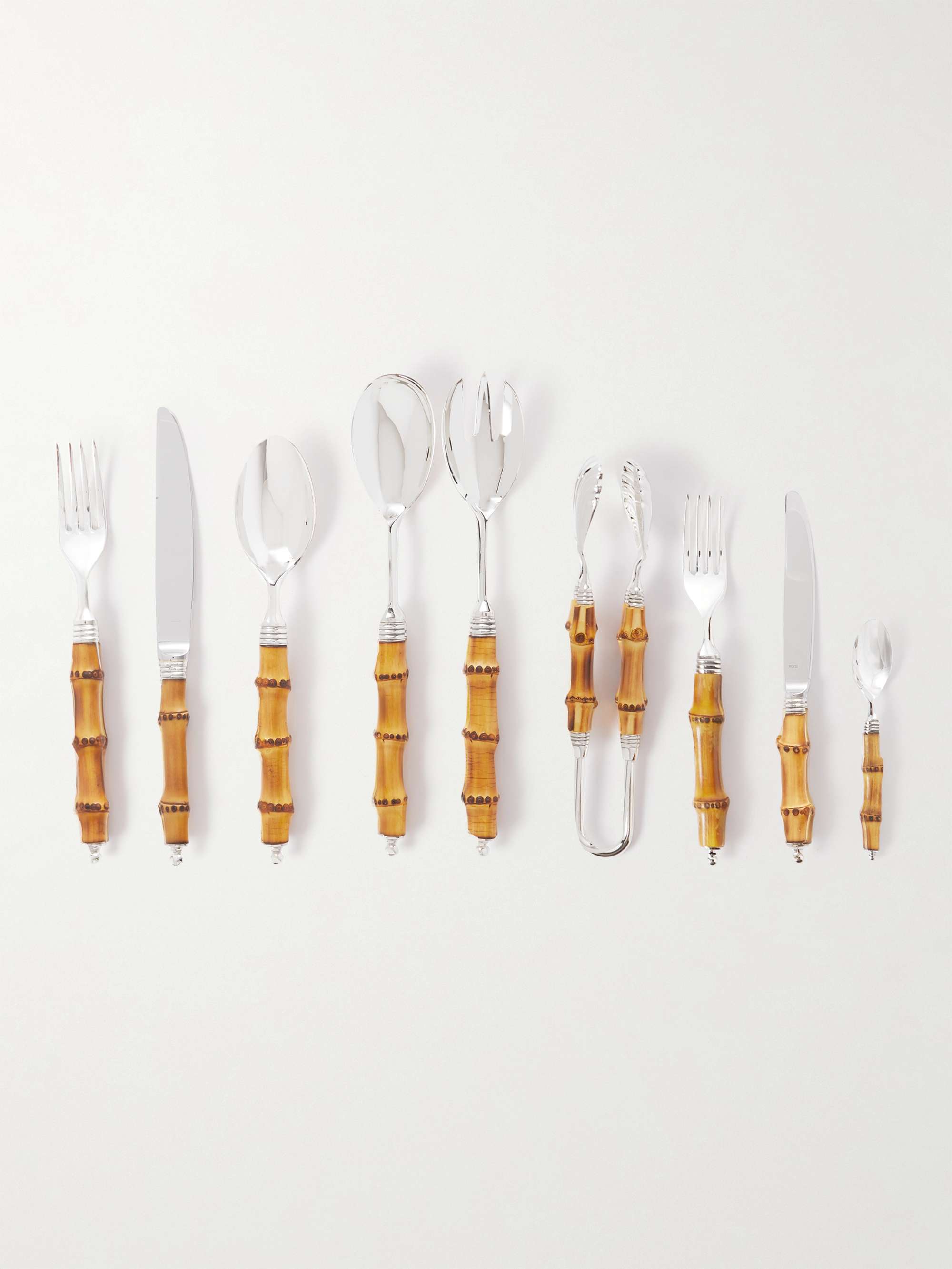BUCCELLATI Tahiti Sterling Silver and Bamboo Cutlery Set